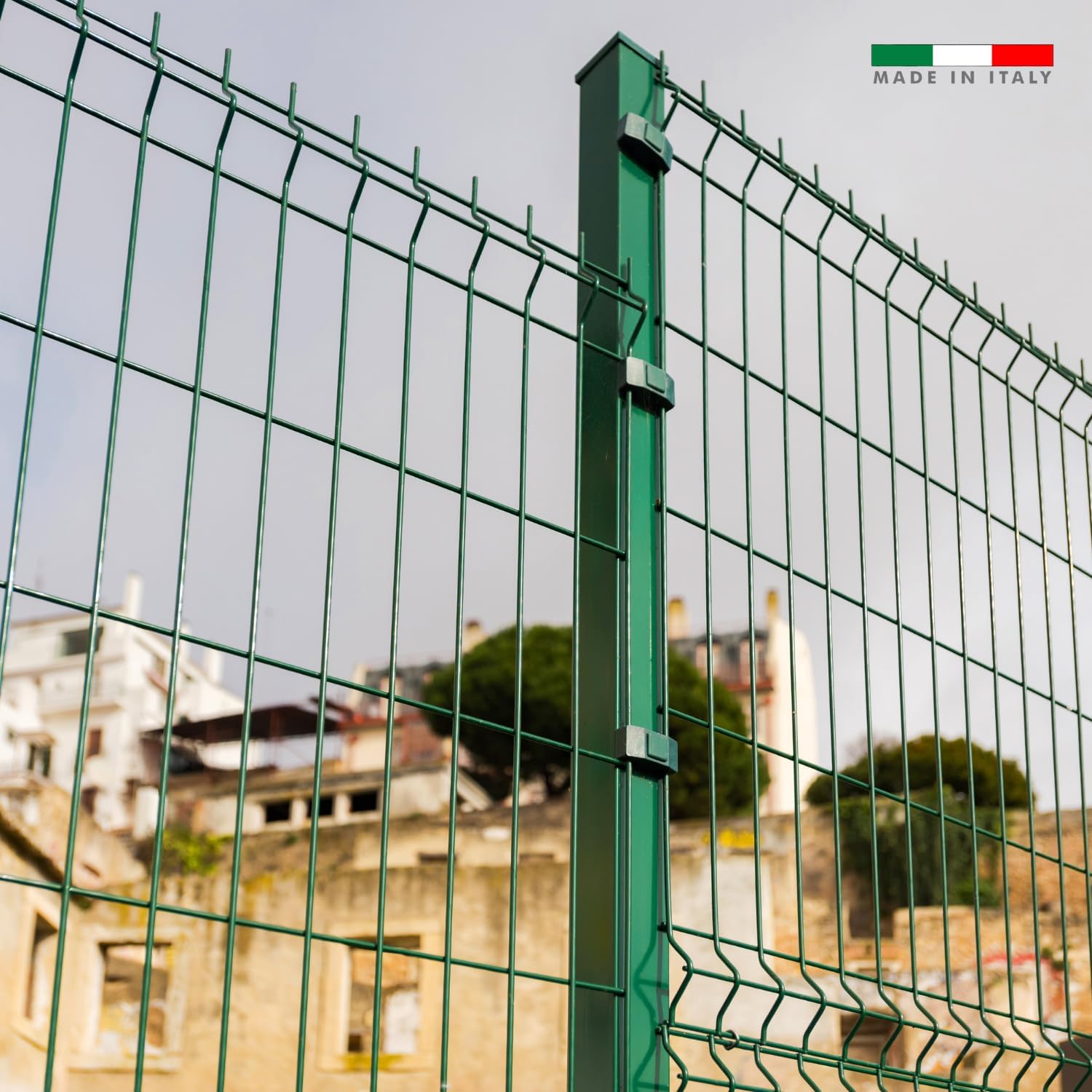 Outdoor Garden Fence, Welded, 122 x 200 cm, Green, Made in Italy, Modular Erased, Rigid Mesh Panels, Modular Grilling Fences, Perimeter Ground Railing