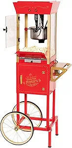 Nostalgia Popcorn Maker Machine - Professional Cart With 8 Oz Kettle Makes Up to 32 Cups - Vintage Popcorn Machine Movie Theater Style - Red