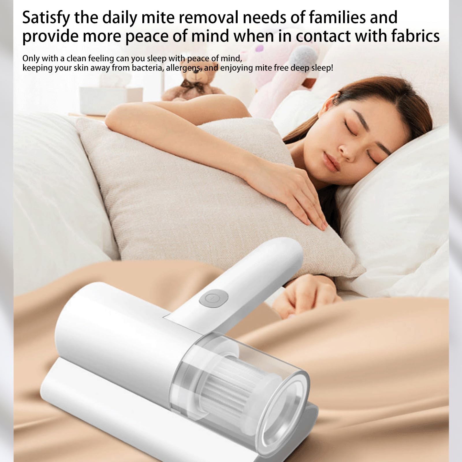 Aspirateur Matelas, Aspirateur Anti-Acariens, Vibration Haute Fréquence, Filtrage Trois Niveaux, Filtre Lavable, pour Canapés, Matelas Et Jouets en Peluche