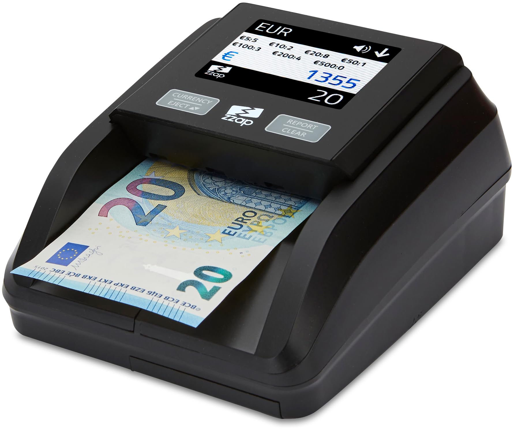 ZZap D40 Rilevatore di banconote false – preciso al 100%, Schermo a colori, 5 valute - Macchina per il controllo del denaro
