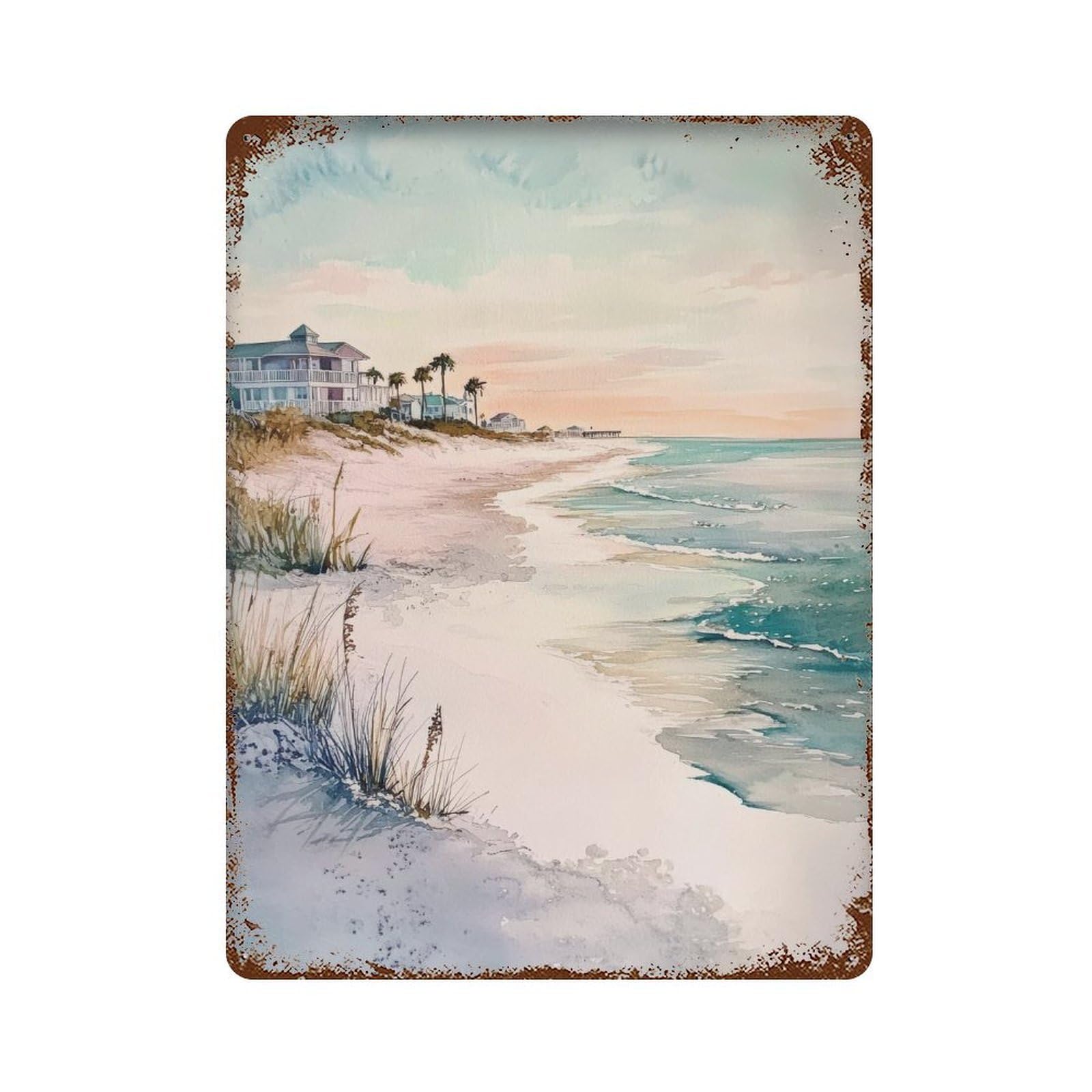 xiaoxiaoshen Gulf Shores Alabama Beach Seascape Scenic Coast Wall Decor Art Metal Tin Poster Modern Home Decor Art Home Bar Shop Decorations Vintage Sign 40x30cm