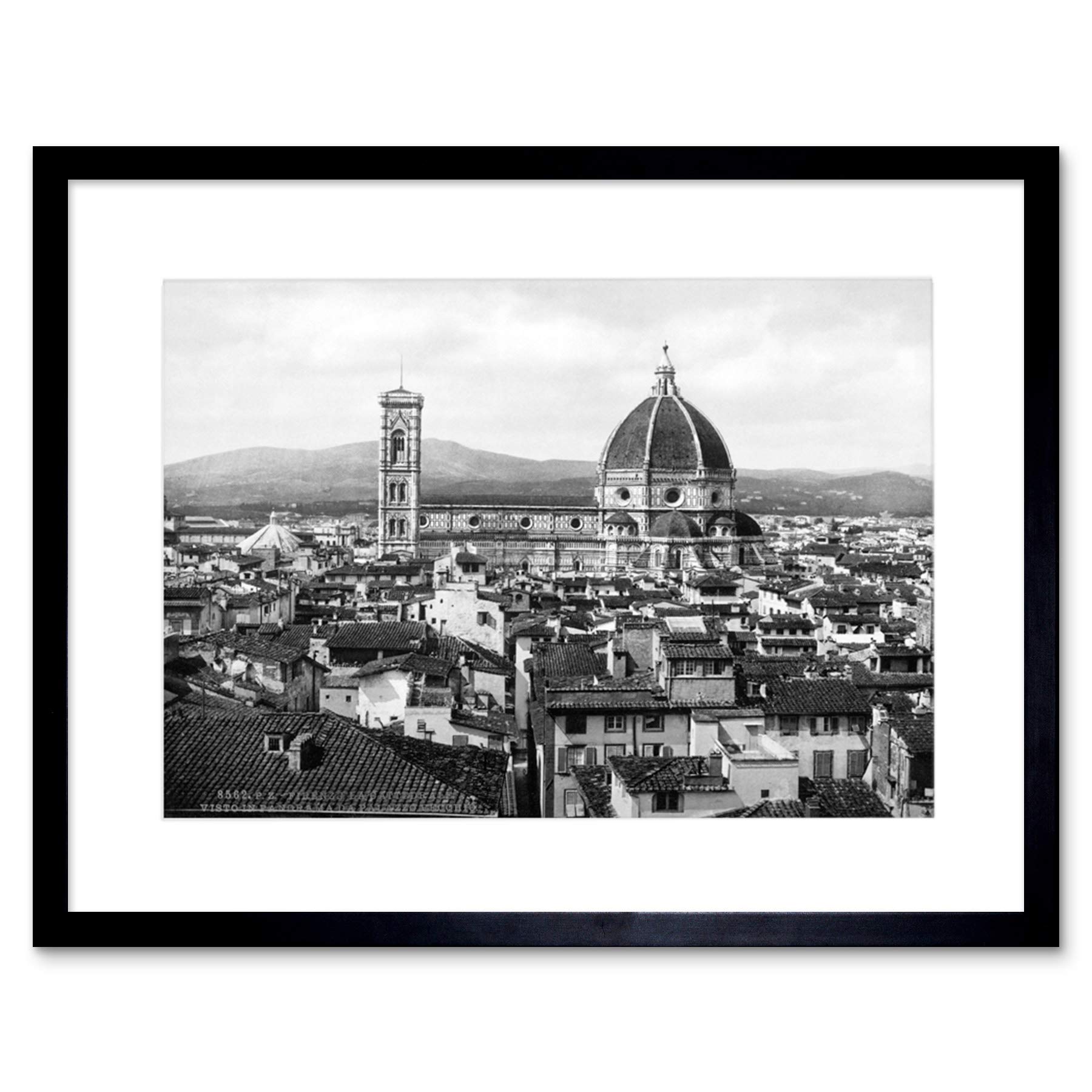 Wee Blue Coo The Duomo Viewed Palazzo Vecchio Florence Tuscany Italy 1897 Old Framed Wall Art Print