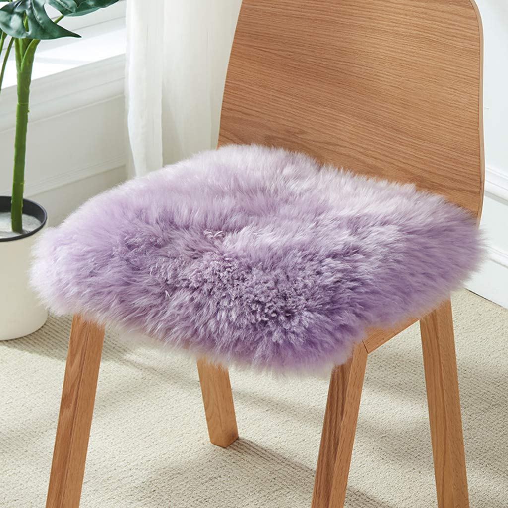Cojín de Piel de Oveja Natural, Suave y Afelpado para Silla de Oficina, Almohadilla Antideslizante Gruesa para Taburete, Funda acogedora para Asiento de Coche (Crema, 50 x 50 cm)