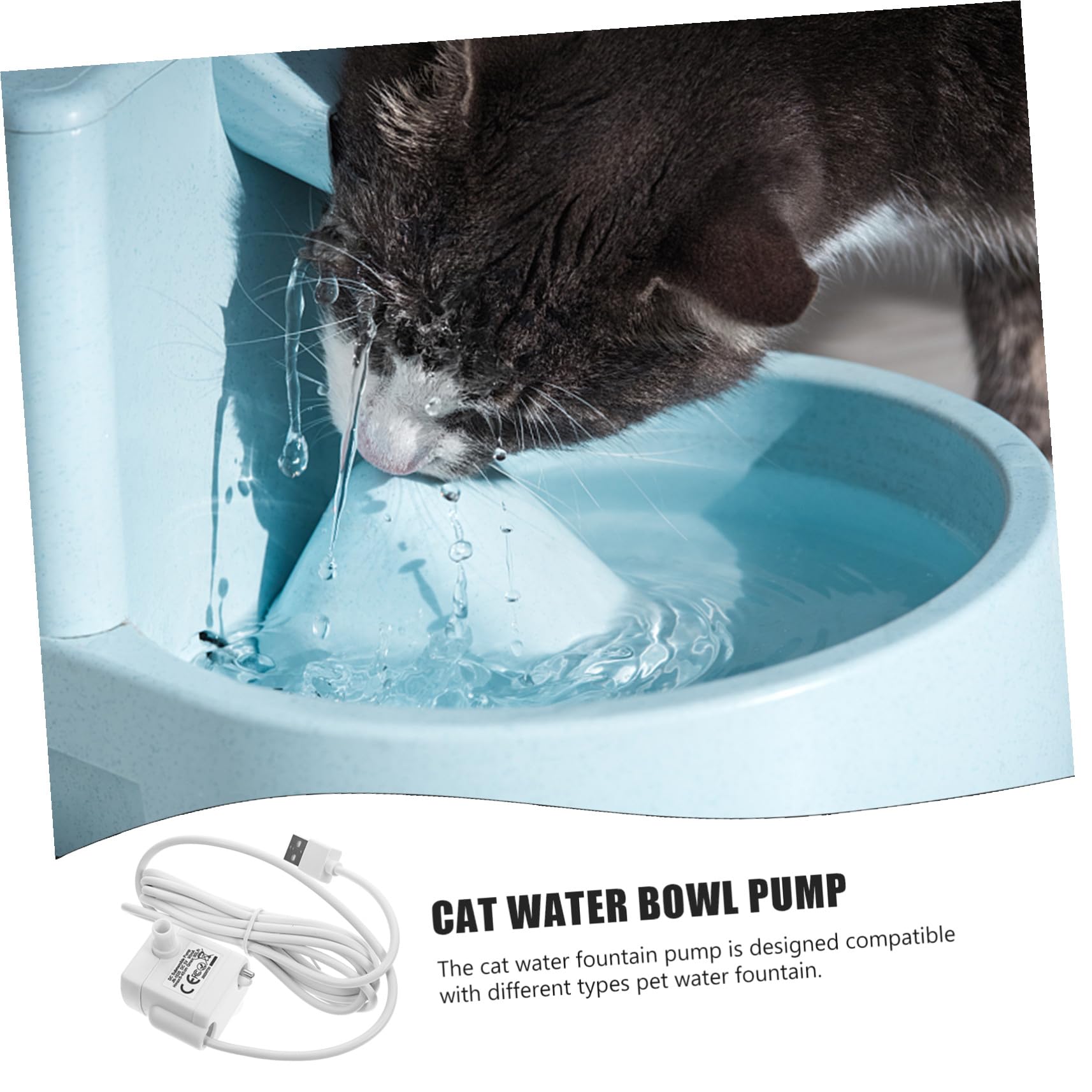 VILLCASE Bomba Sumergible para Fuentes de Agua para Gatos, Mini Bomba de Agua ABS, Protección Antisequía, Cable USB 5v para Mascotas