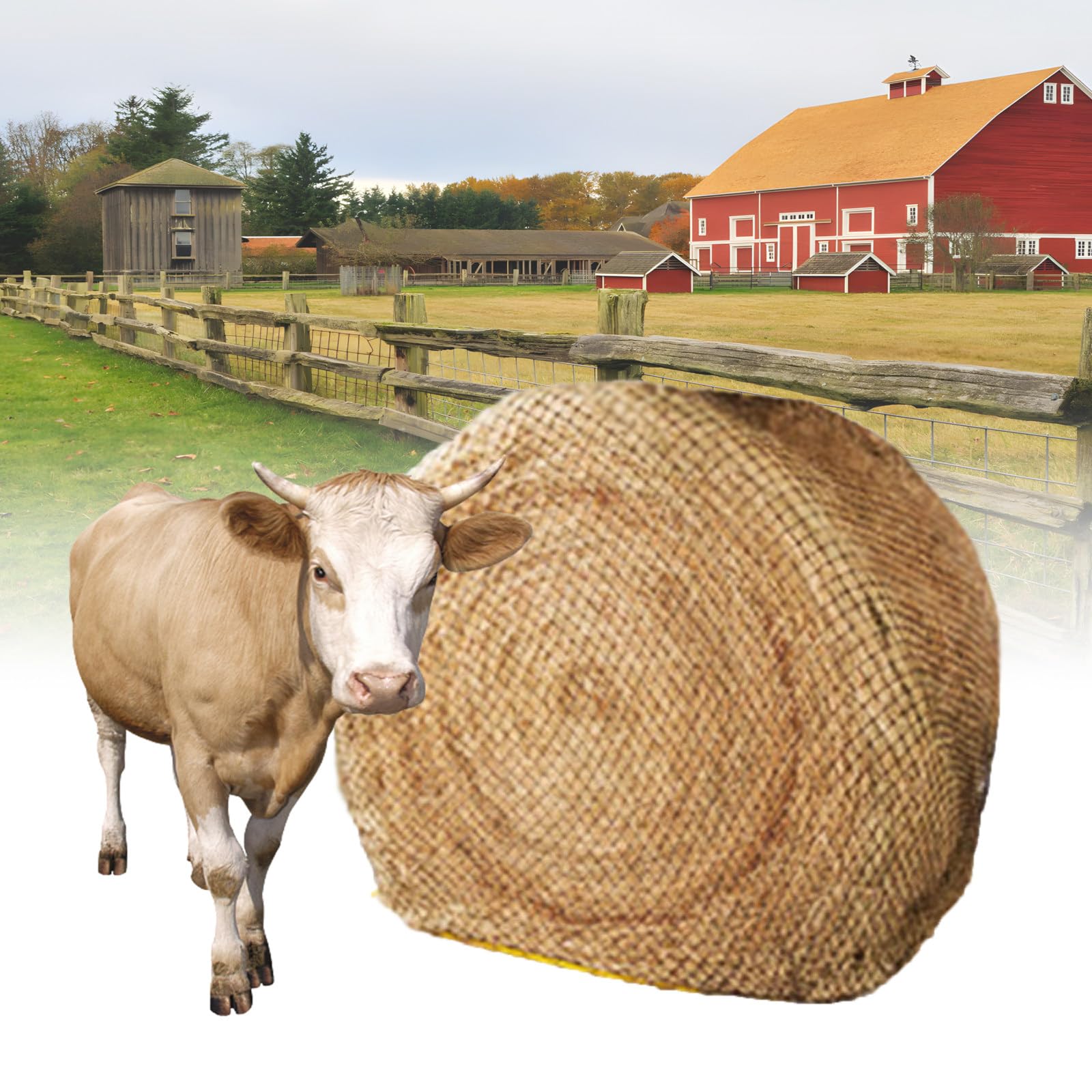 Red de heno de Gran tamaño, Red para pacas Grandes, Red Rectangular Redonda para pastos, Red de heno de alimentación Lenta, Adecuada para Caballos y Mulas, 6 tamaños Disponibles,L
