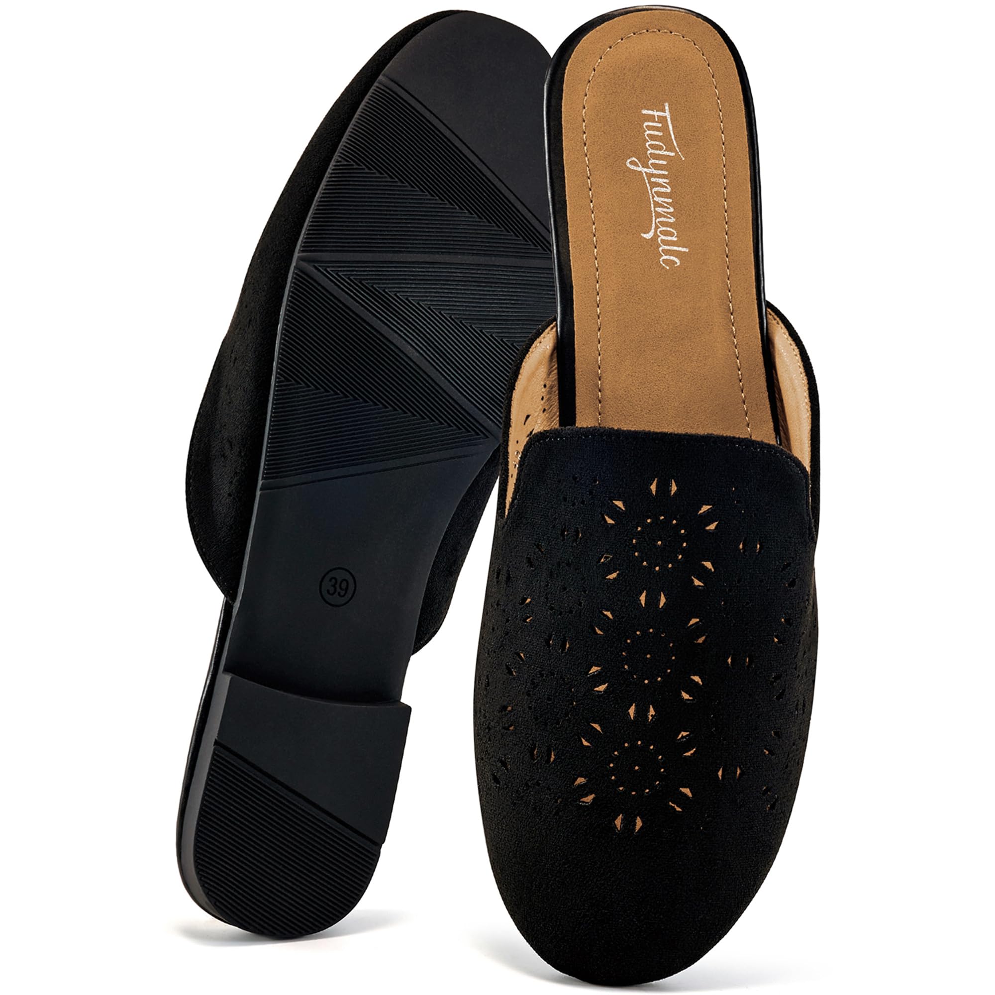 FUDYNMALC Womens Mules Flats Shoes: Casual Closed Toe Suede Backless Loafers Comfortable Dressy Slip-on Slides Footwear