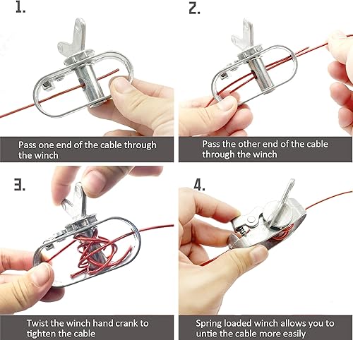 Miniatura 6 de Cable de cubierta de piscina y cabrestante – Cable de cubierta de piscina de 100 pies y trinquete de aluminio con resorte para asegurar cubiertas de