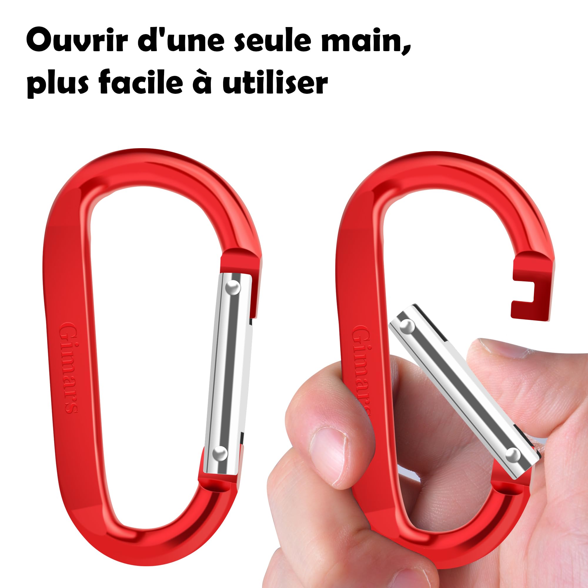 Gimars Lot de 10 mousquetons à Ressort en Aluminium pour Le Camping, la pêche, la randonnée ou Les Voyages