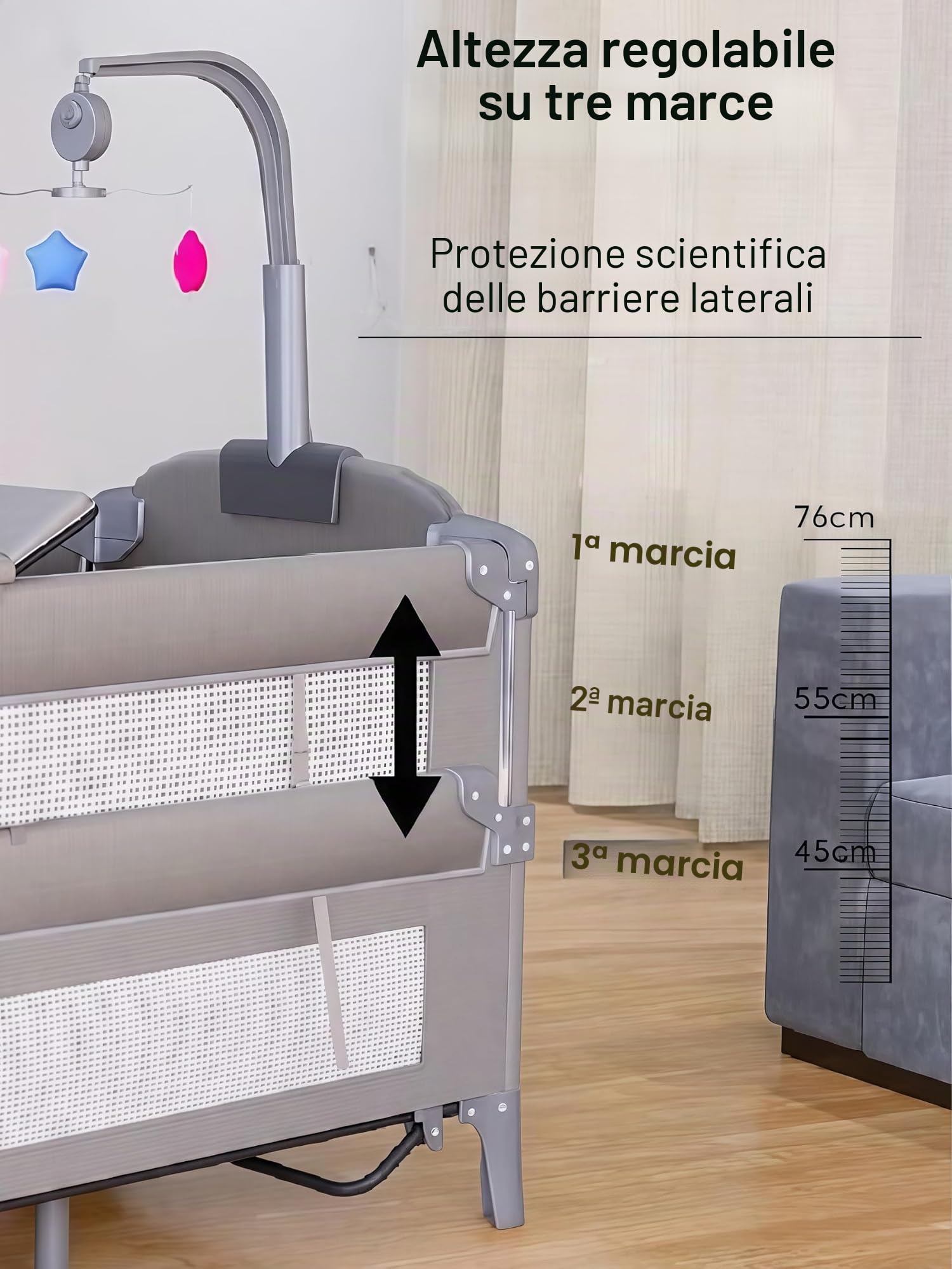Lettino da Campeggio per Bambini, Lettino Culla Neonato da Campeggio, Pieghevole Portatile da Affiancare al Letto, Ampio Spazio per Giocare con Materasso e Fasciatoio (6602 Black with Net)