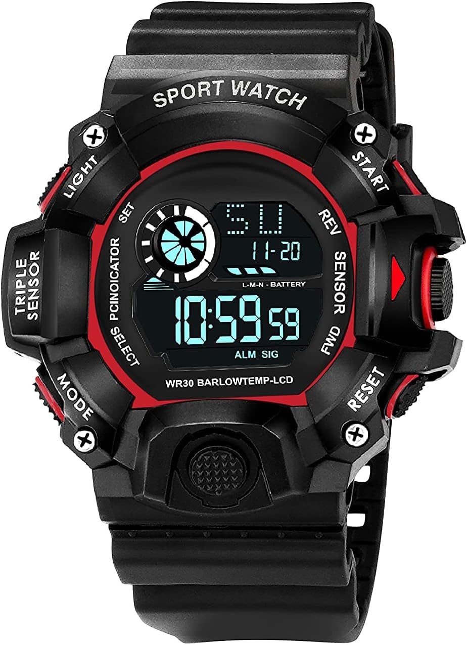 Digital Sports Watch – Rugged Outdoor Multi-Function LED Display | Countdown Timer, Alarm, Stopwatch & Waterproof Design for Men & Boys