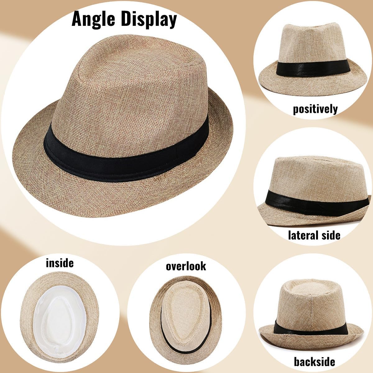 Giroir 2Pack Fedora Hats for Men Women Short Brim Unisex Short Brim Summer Beach Style 1920s Party Accessories - Image 7