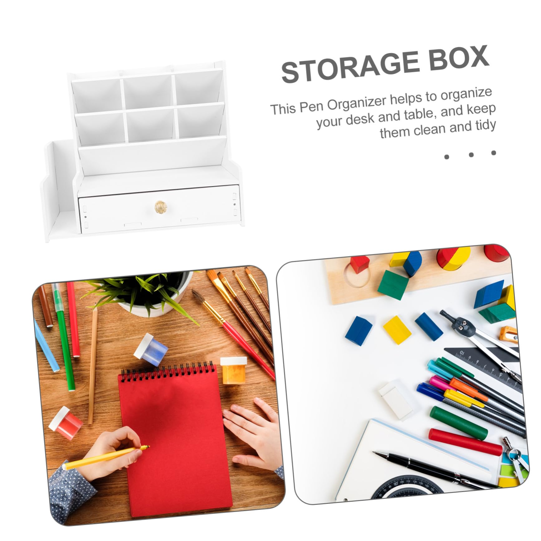 Homoyoyo Pot à Crayon Bureau Multi-compartiments Porte-stylos Pratique et Organisateur de Table Boîte de Rangement pour Stylos et Petits Objets