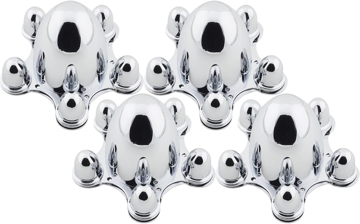 Speedway Motors Bullet-Style Spider Cap Wheel Hub Covers, Chrome Steel Set of 4, Fits 5 on 5.5 Bolt Pattern, Retro Custom Hot Rod Look for Steel Wheels