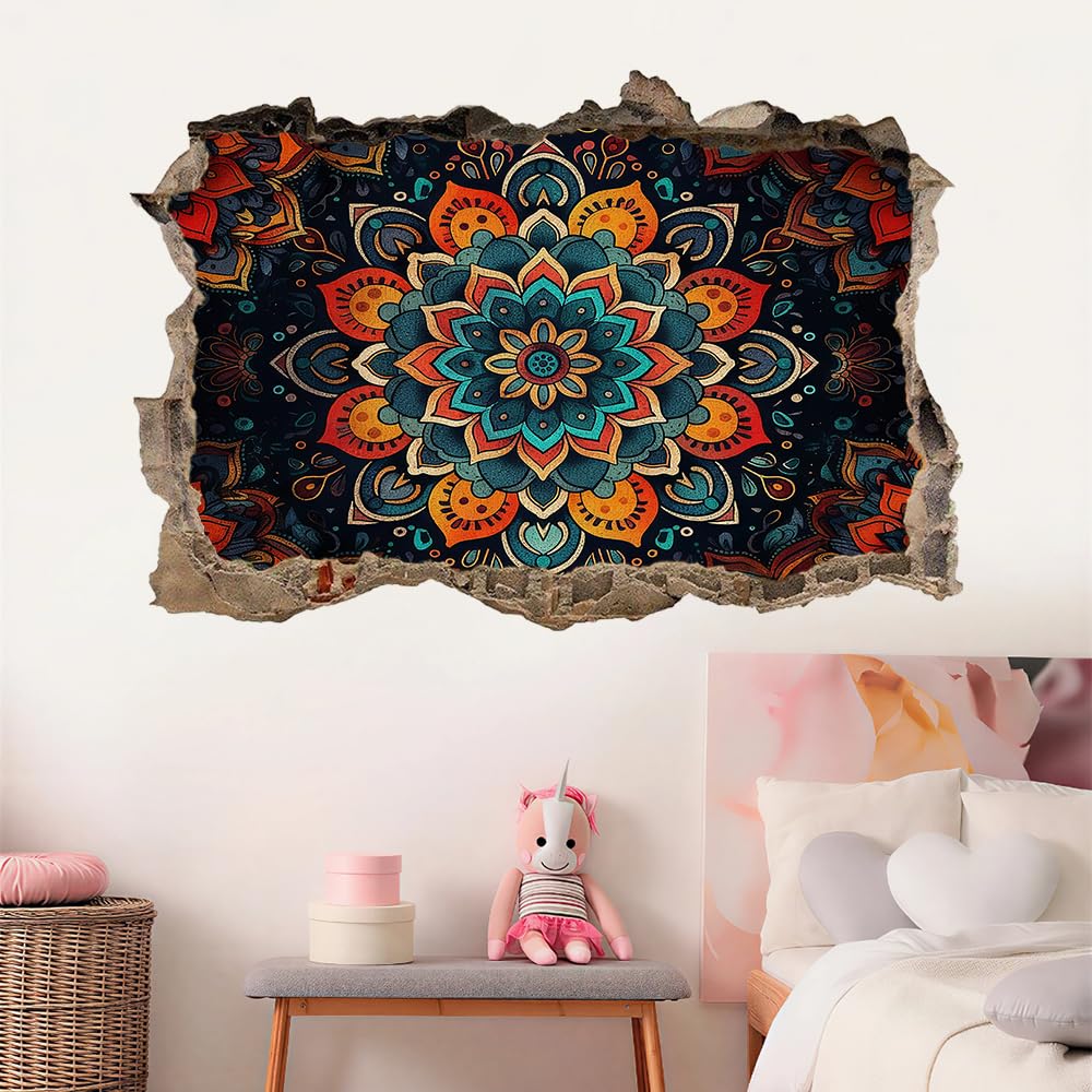3D Wandtattoo Wanddurchbruch, Stechapfelblüten Durchbruch Wandaufkleber für Kinderzimmer, sticker für Wohnzimmer, Retro Wandsticker, Wandbild Junge Mädchen Schlafzimmer