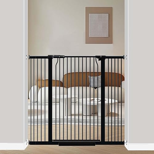 Puerta de bebé extra alta de 40.5 pulgadas para puertas, puerta extra ancha para mascotas de 40.6 a 49.1 pulgadas, sin taladro, barrera de espacio