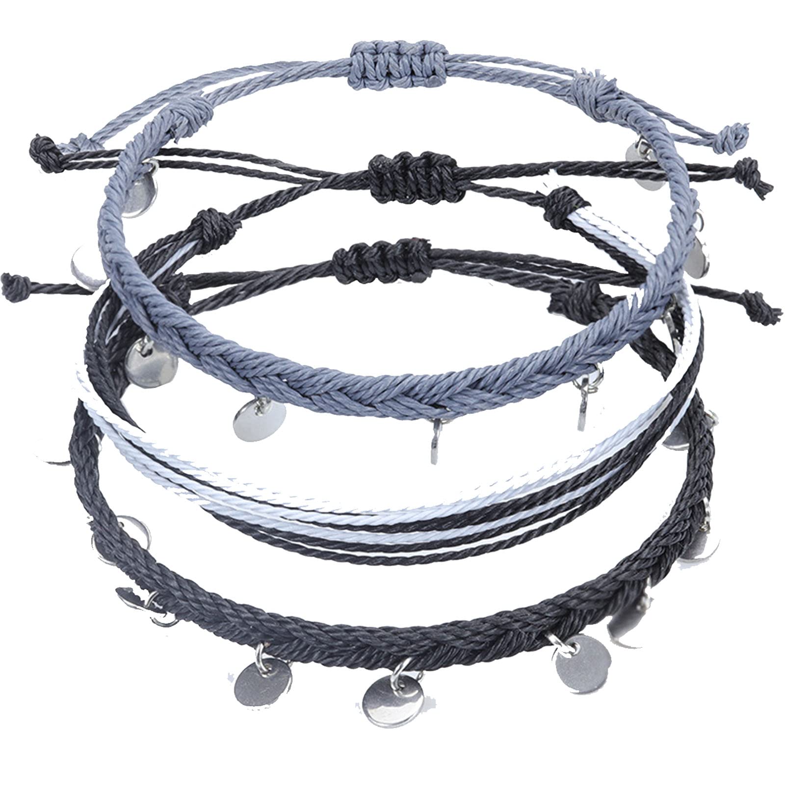 UOMNICUE Boho Handmade Woven Charms Sunflower String Bracelet, 4PCS Braided Wrap Rope Bracelets Adjustable Waterproof Beach Surf Bracelets for Women Teens Girls (Black)