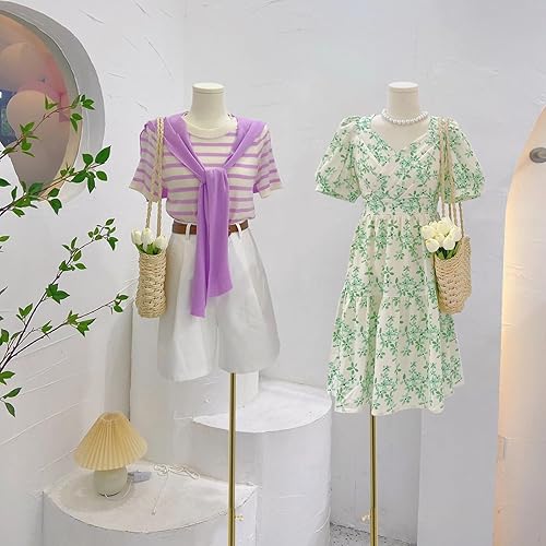 Miniatura 4 de Torso de vestido de maniquí femenino, cuerpo de maniquí de pantalla ajustable de 47 a 83 pulgadas con soporte de metal, maniquí retro para coser