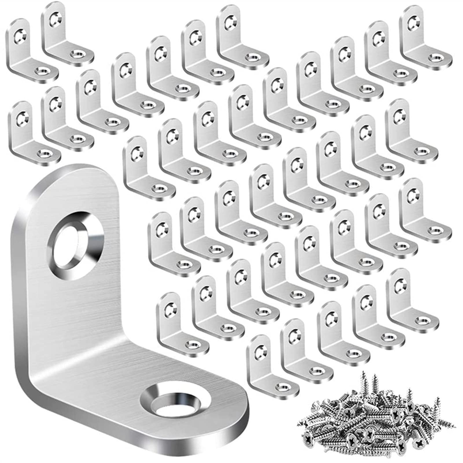 DubMag Corner Brace,Heavy Duty Bracket,40PCS L Bracket Corner with 80PCS Screws, Corner Bracket, Angle Bracket Fastener for Wood Furniture Bedf