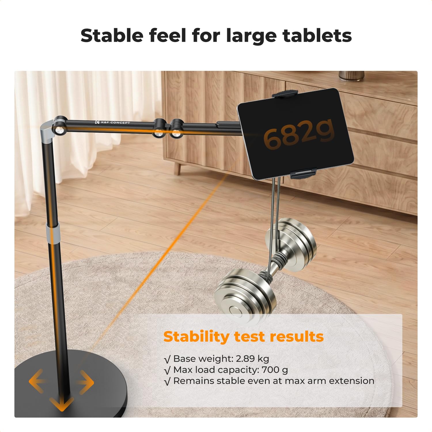 K&F CONCEPT Stojak podłogowy na telefon komórkowy, tablet, 25-160 cm, kompatybilny z iPad/iPhone | Regulowany stojak z głowicą kulową 360°, 25-160 cm, kompatybilny z tabletami i smartfonami