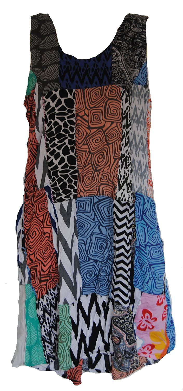 Fair Trade Patchwork Short Dress with Real Patches by Terrapin (Medium)