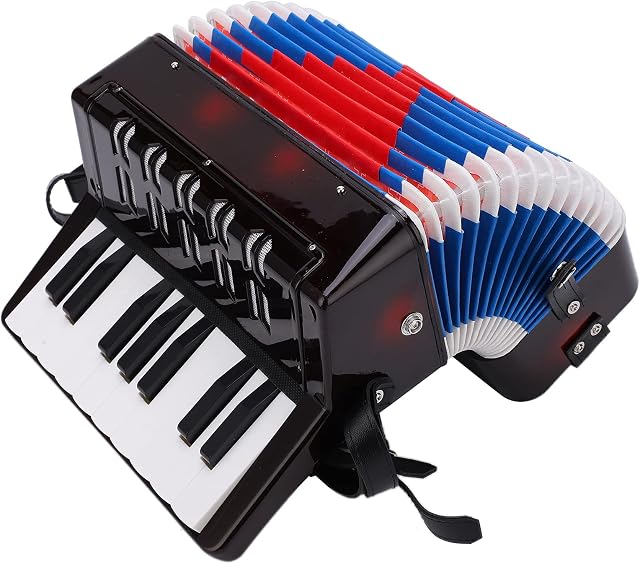 Kids Accordion Toy, 8 Bass with A Retractable Leather Strap Beginner Accordion, for Children Beginners Student Kids