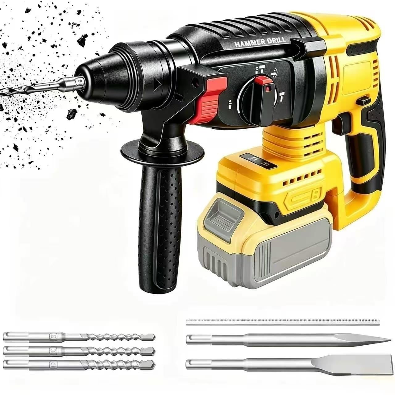 Taladro de martillo SDS Plus para batería Dewalt de 20 V, motor sin