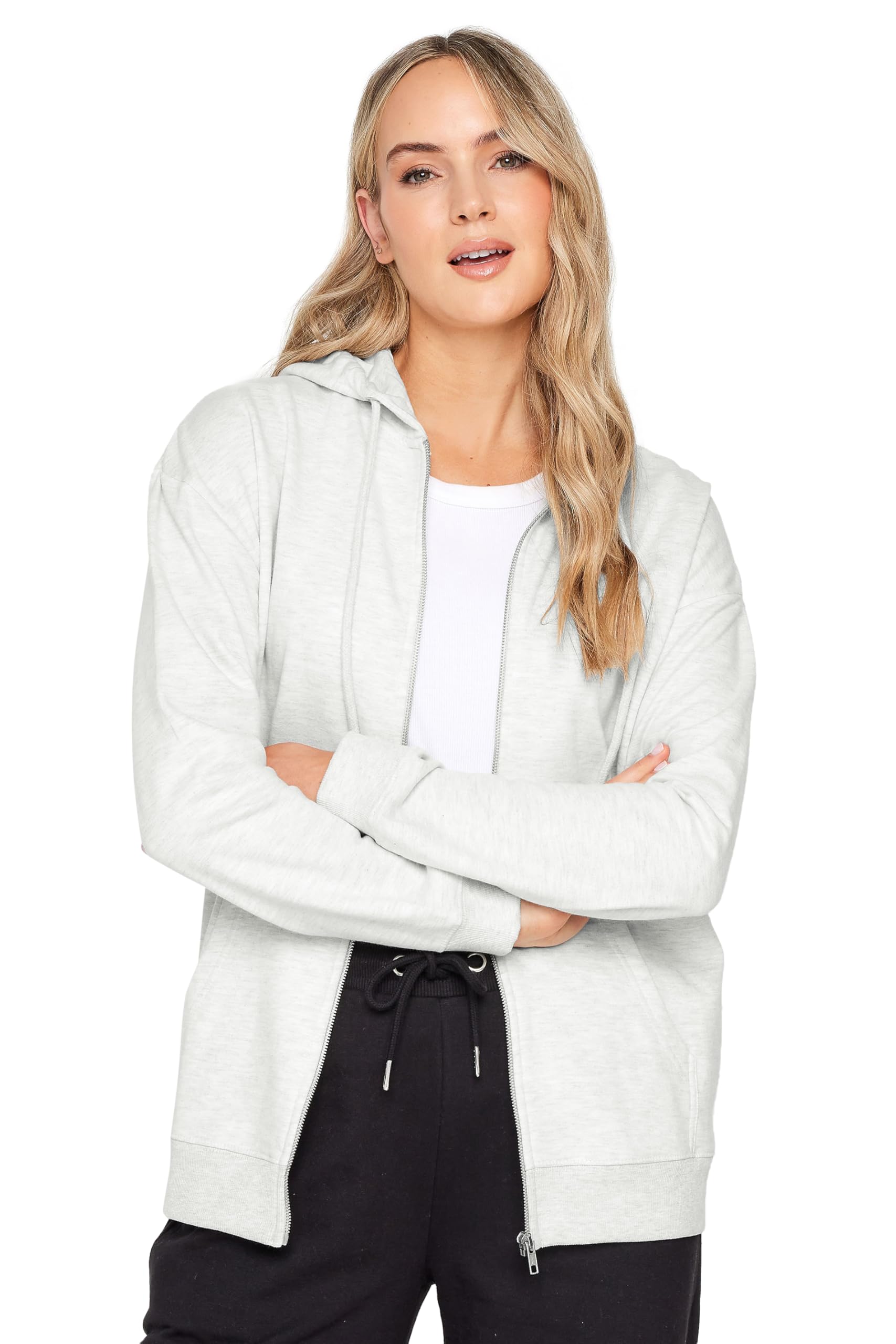 Long Tall Sally - Lts Tall Light Zip Through Pocket Hoodie - Women's Grey