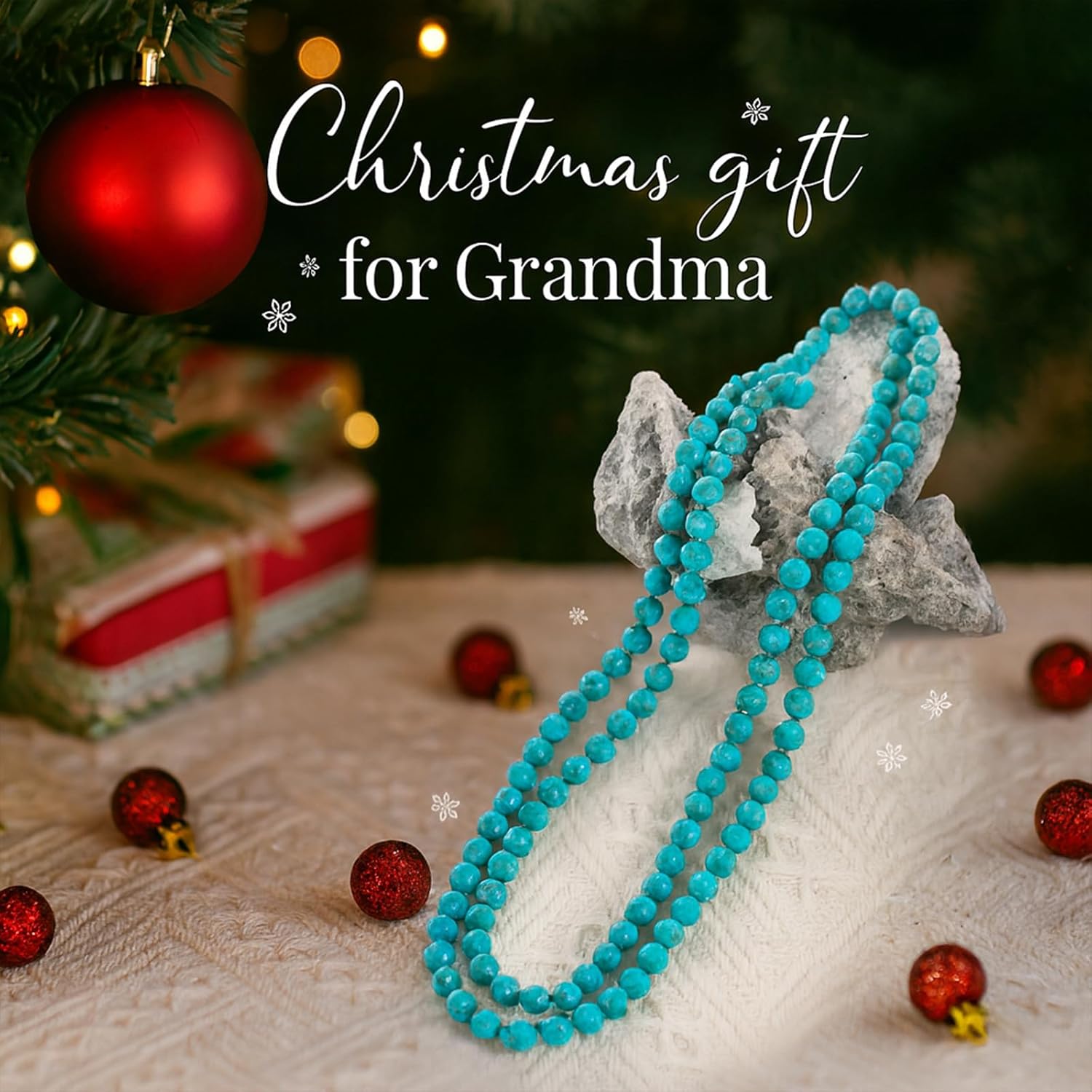 Sheplus Christmas Gifts for Grandma - Extra Long Genuine Original Turquoise Beaded Choker Multi Strand Necklace Handmade Statement Boho Western jewelry - Image 3