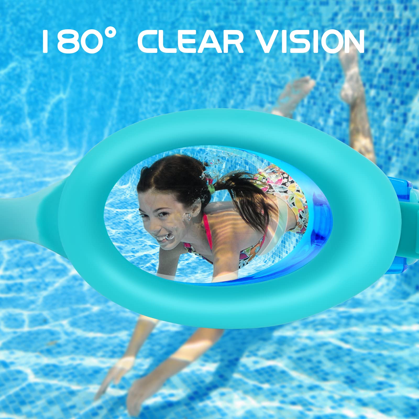 JATEKA Occhialini Nuoto Bambini Unisex Anti-Appannamento Occhiali per Bambina & Ragazzino, Onte nasale Anti-Appannamento, Anti UV, Mirror Lenti HD, Occhialini da Mare/Piscina 4-14