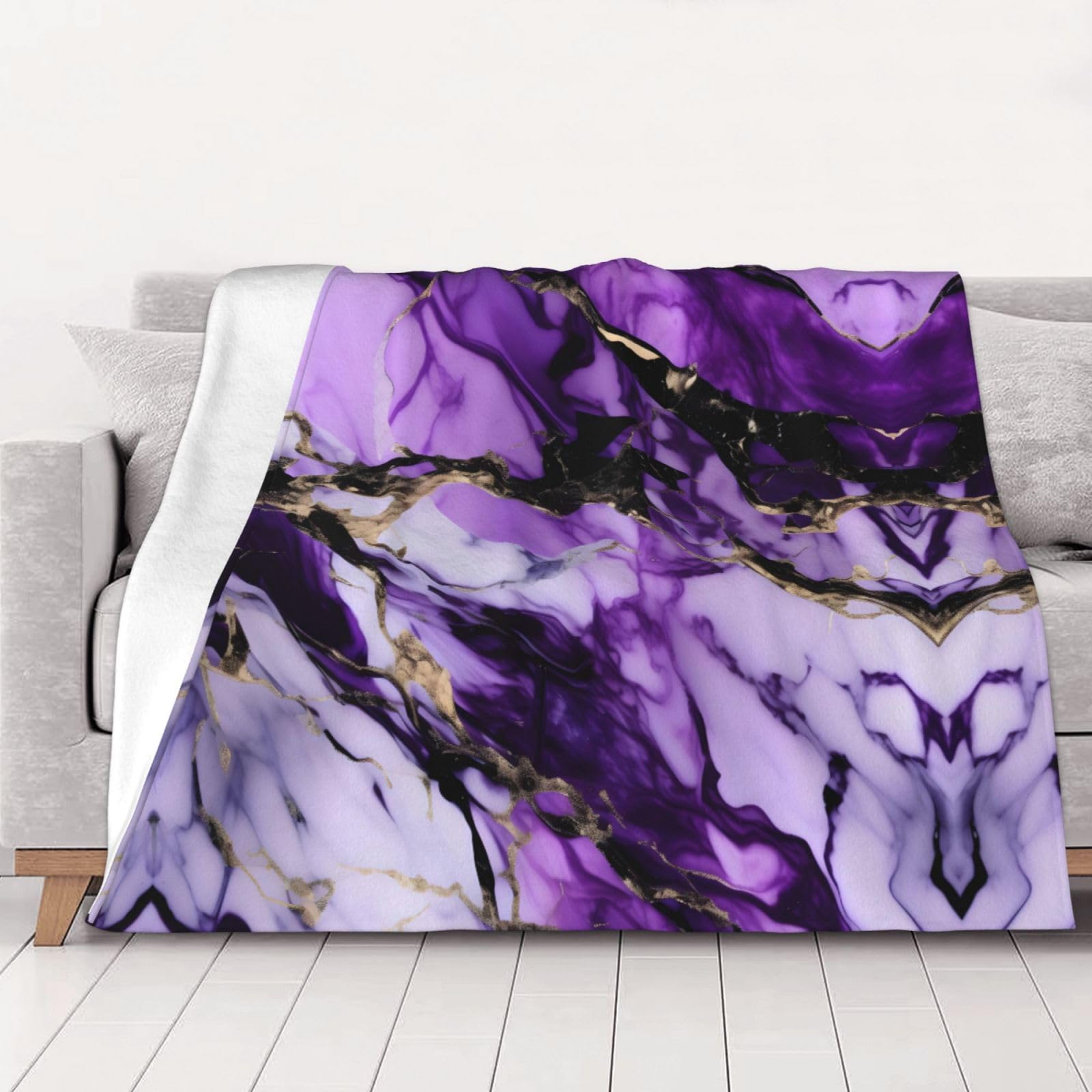 Couverture super douce en marbre violet 152x203 cm pour lit et canapé