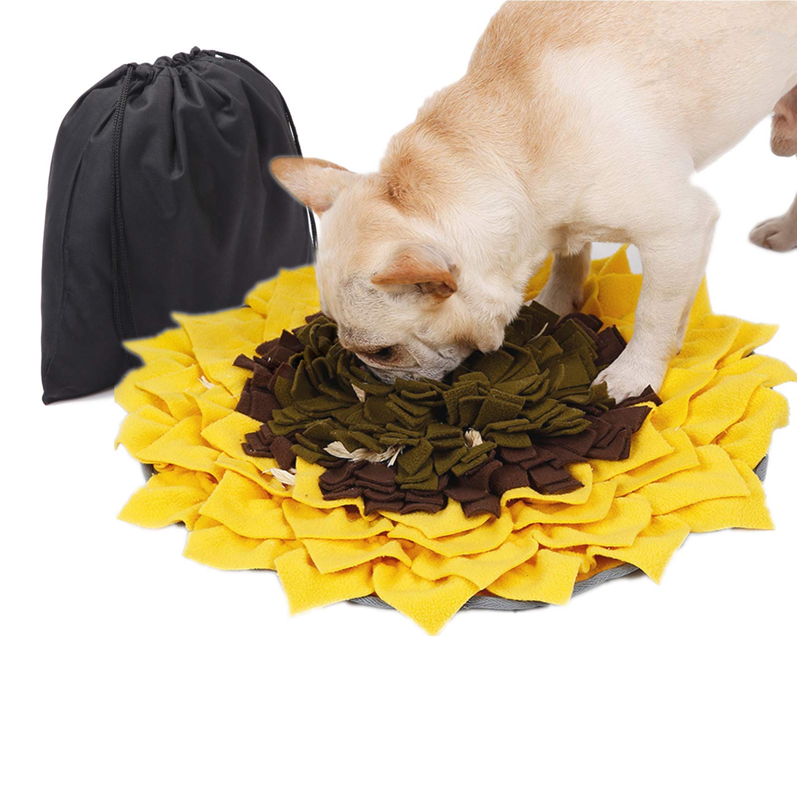 Kcjuoam Snuffle Mat for Dog, Dog Puzzles for Smart Dogs, Interactive Dog Toys for Large Dogs, Anti-Choking Slow Food Training(Sunflower)