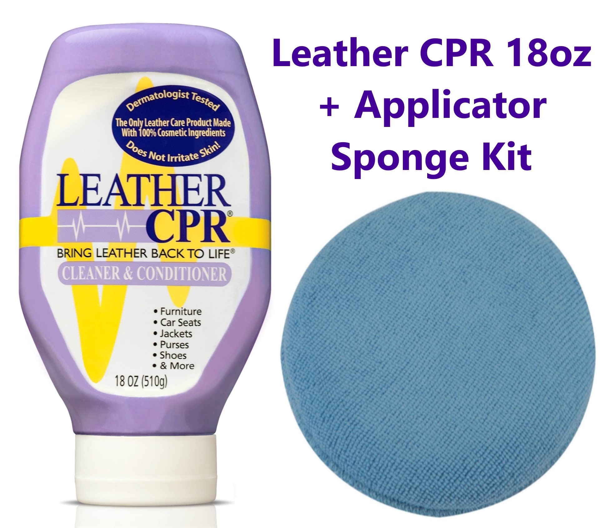 Leather CPRCleaner & Conditioner + Lint-Free Microfiber Applicator -Restores, Protects & Prolongs Life of Furniture, Handbags, Car Seats, Jackets & Saddles by Moisturizing to Prevent Drying/Cracking