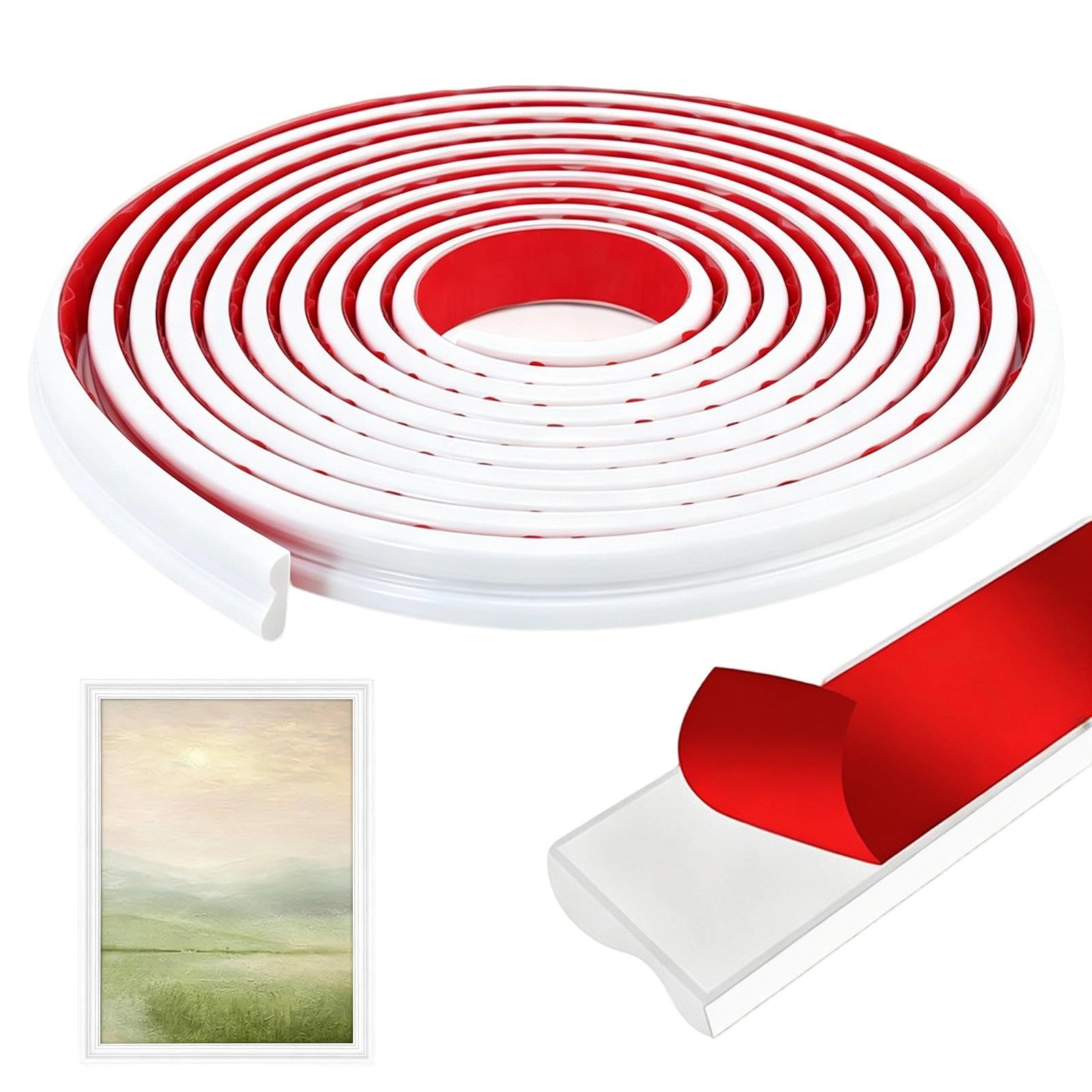 Self-Adhesive Wall Moulding Trim - Peel and Stick3D Chair Rail Panel Molding, Self-Adhesive Wall Panelling Kit, Flexible Stick on Panelling for Home Decorations & Wall Protection (22mm×6m, White)