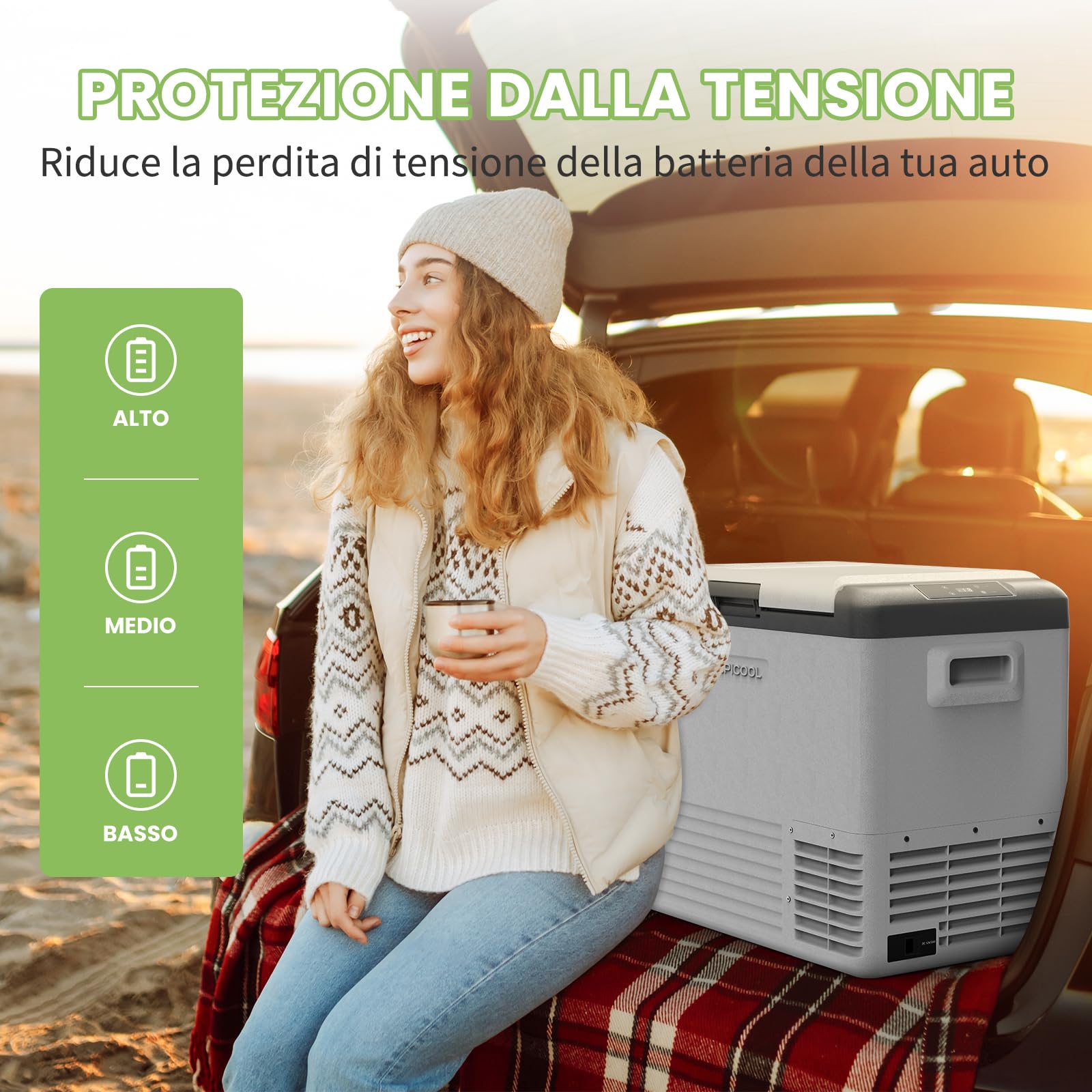 Alpicool CL50 45L Frigoriferi per Auto, Nuovo 2026 Frigoriferi Portatile Elettrico 12/24V DC 100~240 Volt AC Frigo Portatile, -20℃-20 ℃,Mini Frigorifero da Campeggio per Camion Barca Viaggio Picnic