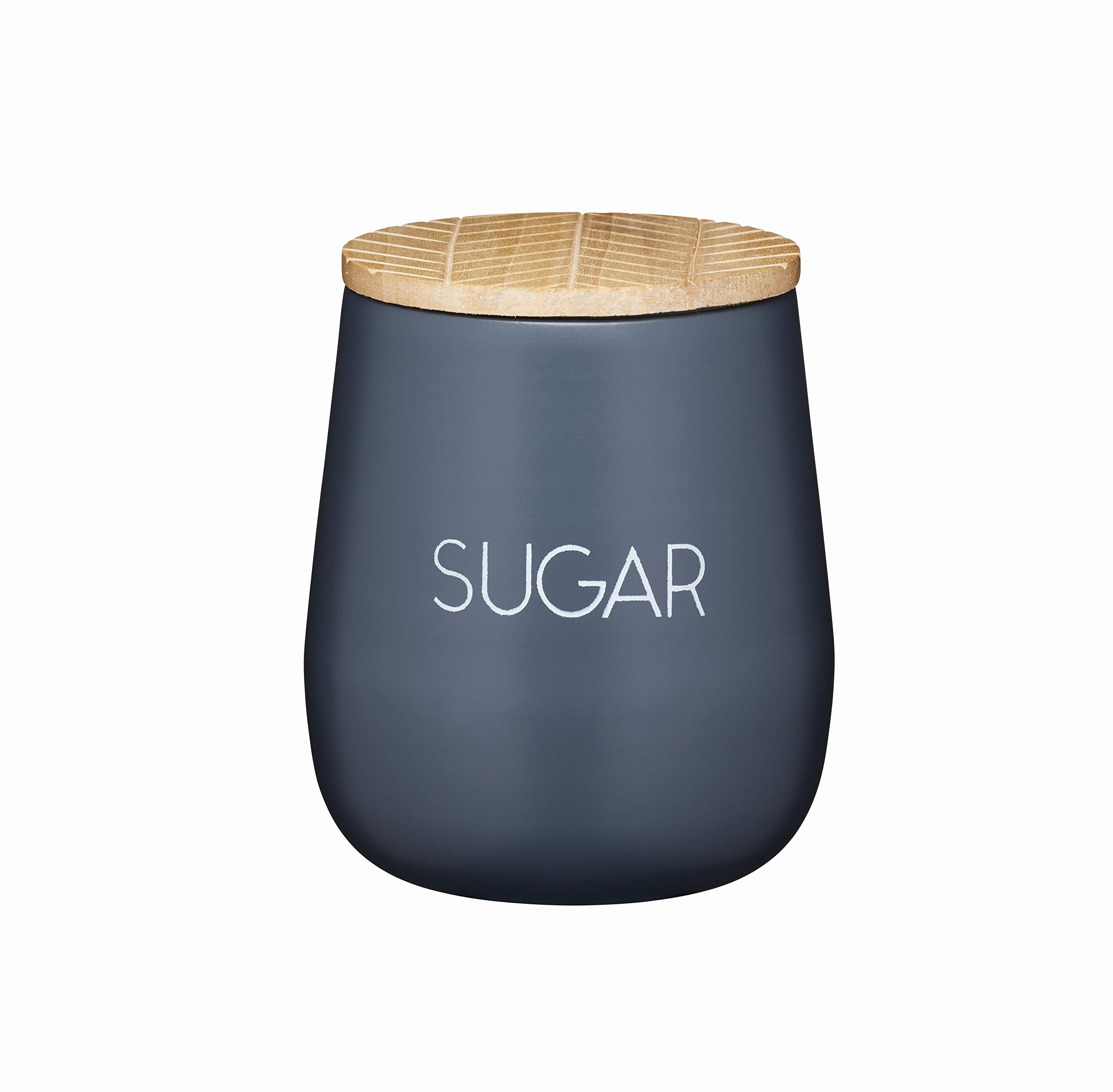 KitchenCraft Serenity Sugar Jar with Airtight Lid, Iron/Mango Wood, Grey/Brown, 12.5 x 15 cm