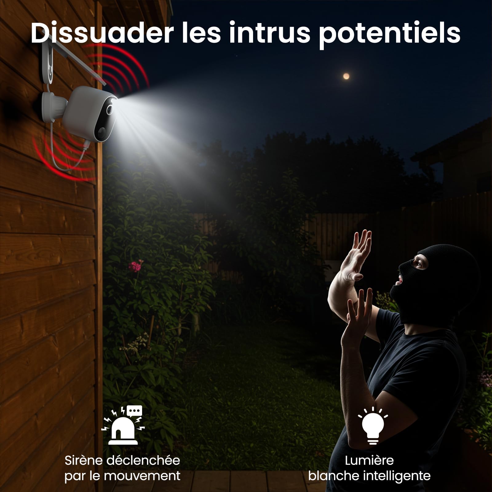 INFIYA 2K Camera Surveillance WiFi Exterieure sans Fil - Camera Exterieur sans Fil Solaire, Alerte Instantanée PIR, Vision Nocturne Couleur, Détection Humaine, 2.4GHz WiFi, Étanche IP65 (Lot de 2)