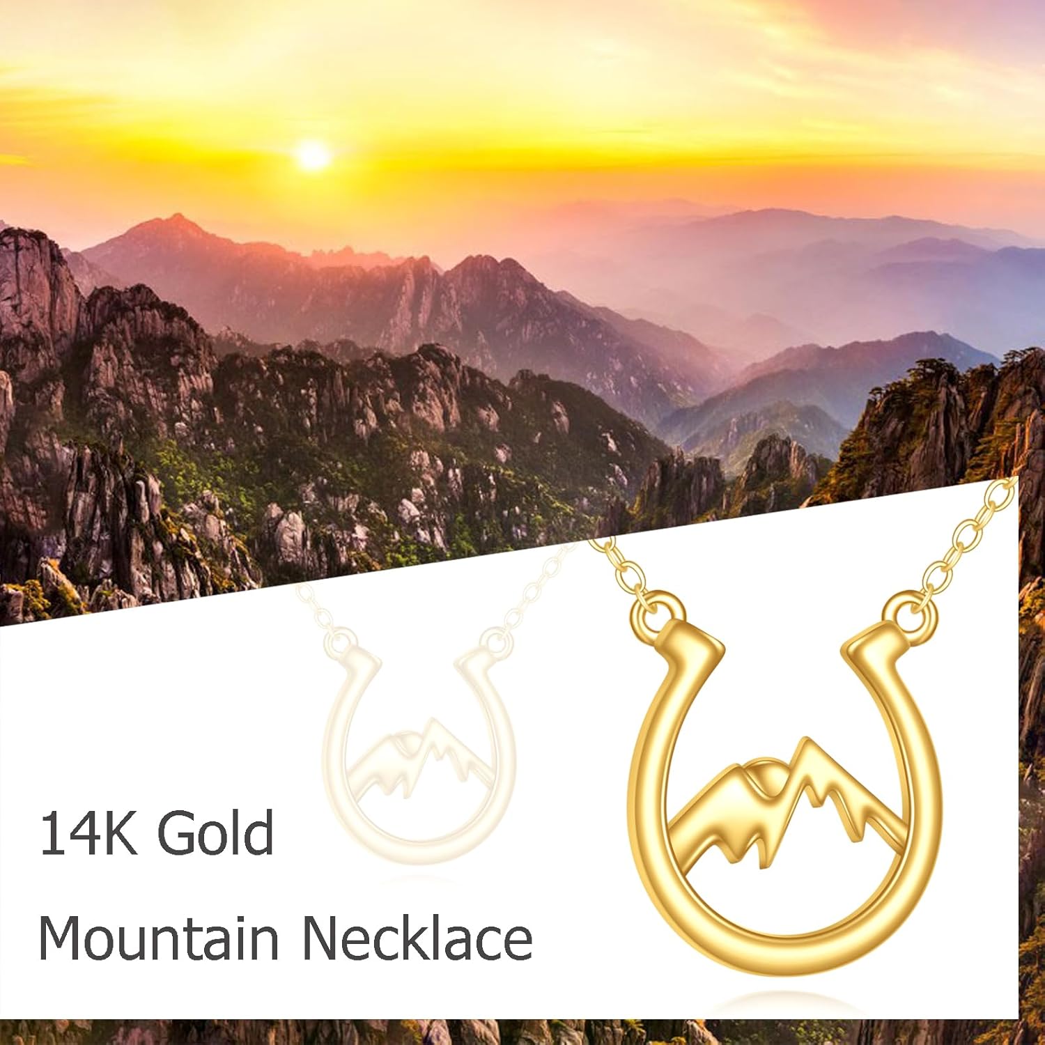 14K Solid Gold Horseshoe Necklace for Women Lucky Horseshoe Pendant Mountain Jewelry Gifts - Image 6