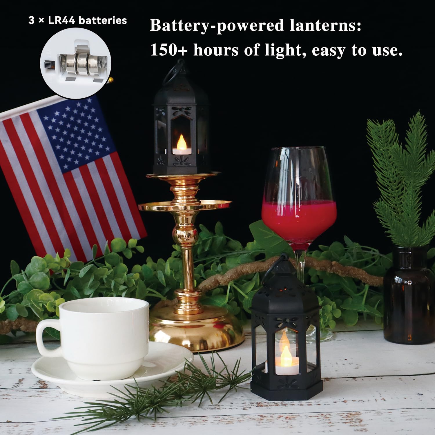 LLQ 12Pcs Mini Lanterns with Flicker LED Candle, Lanterns Decorative Indoor, Lantern Centerpieces for Tables, Vintage Decorative Lantern for Party Ramadan Halloween Christmas Wedding Decorations image 3