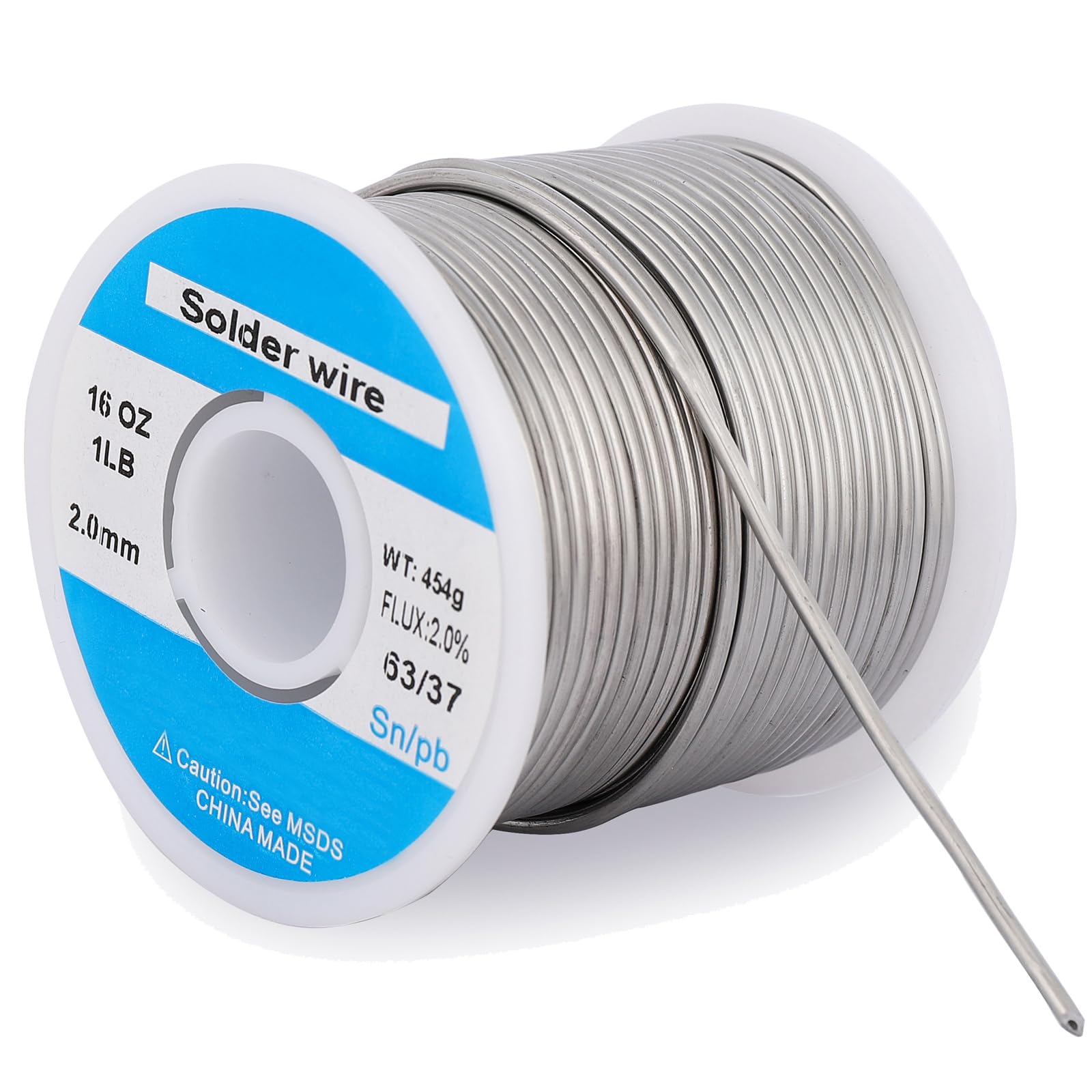 Cable de soldadura de estaño 63/37 de 2 mm, 1 libra con fundente para reparación de soldadura eléctrica