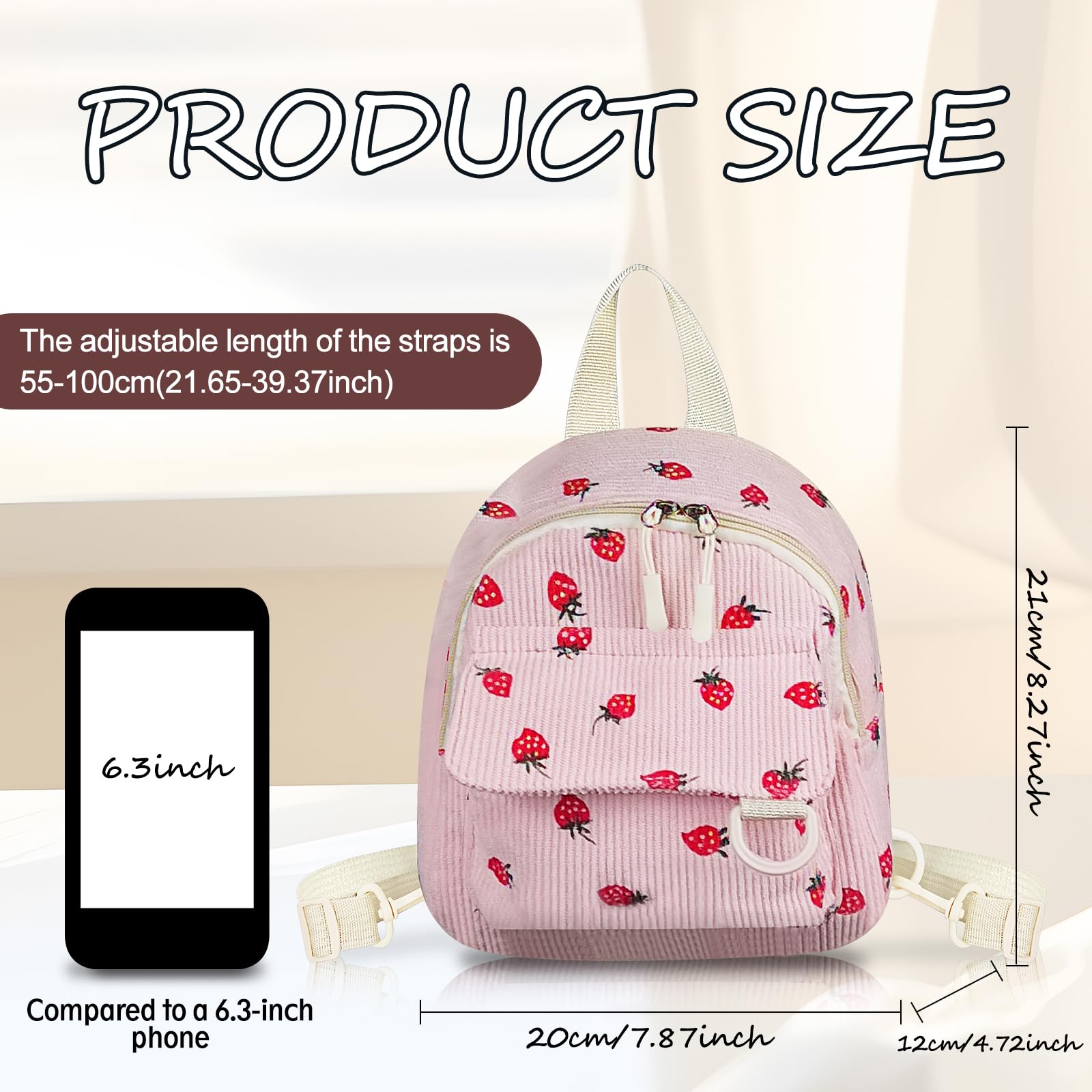 WisePoint Mini Backpack Purse, Corduroy Girls Backpack Small Backpack for Women, Casual Daypack Backpacks Cute Backpacks (white)