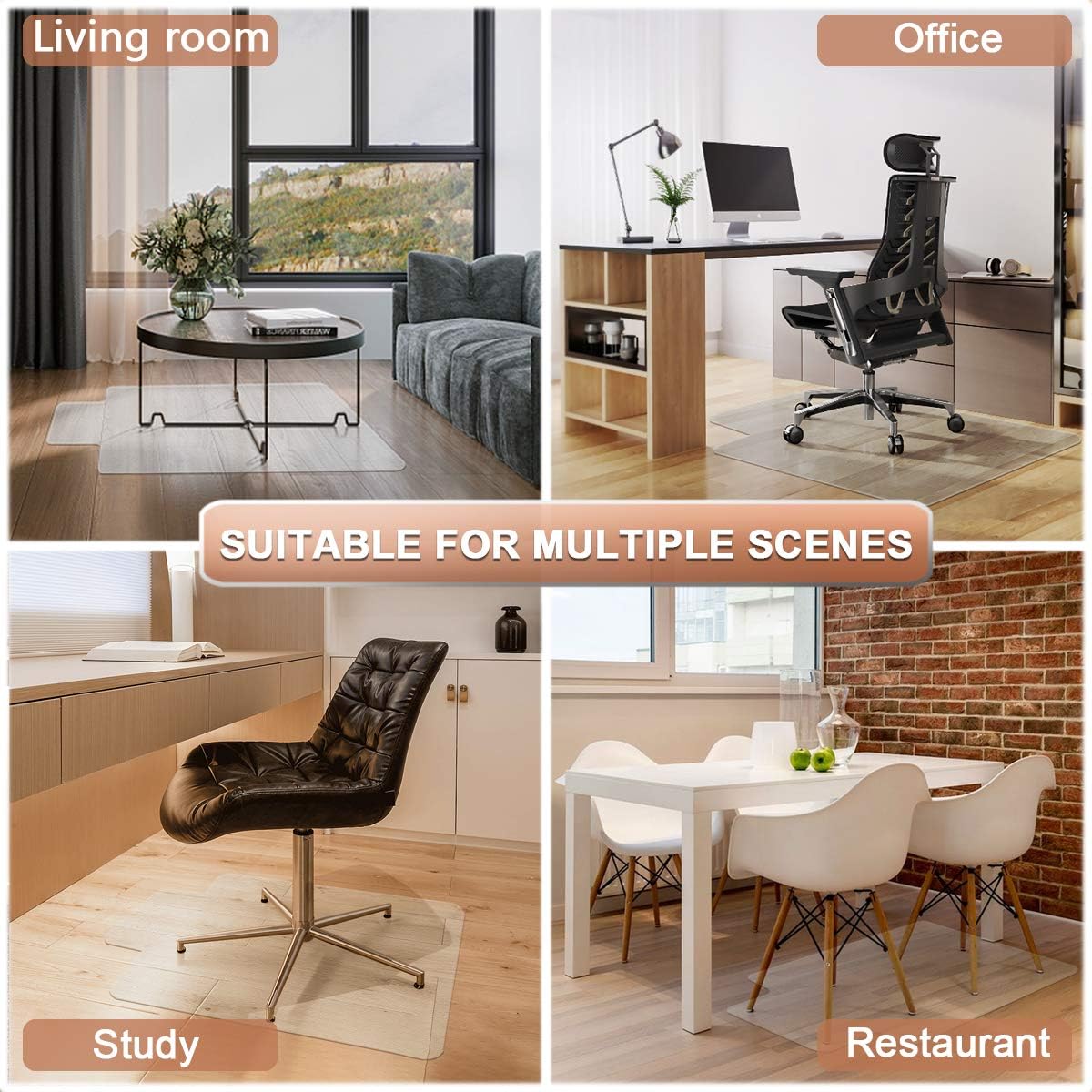 YOUKADA Office Chair Mat with Lip for Hardwood Floors | Desk Chair Mat for Floor Protection(36" x 48") : Office Products