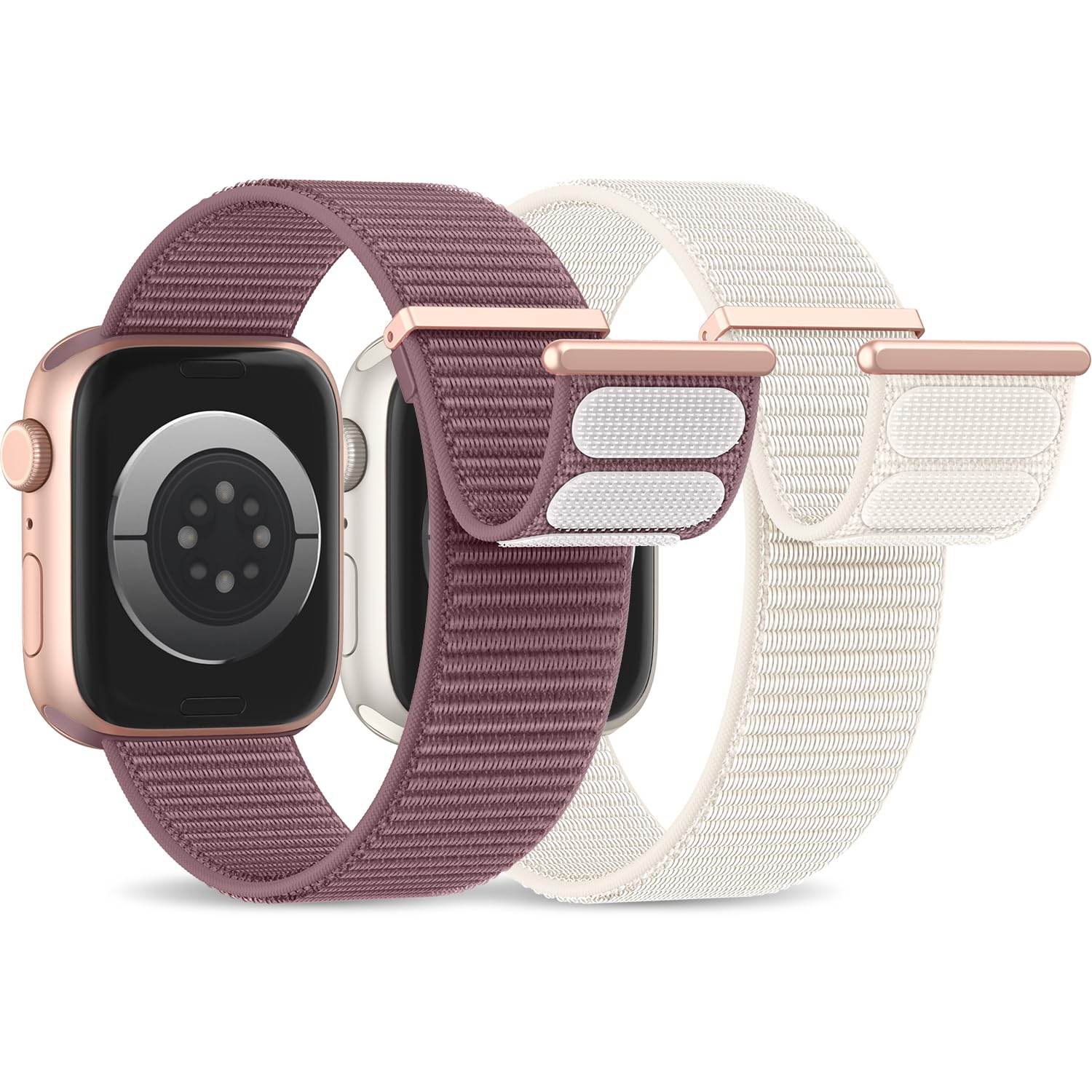 2 Stück Nylon Armband Kompatibel mit Apple Watch Armband 40mm 41mm 42mm 38mm 46mm 45mm 44mm 49mm Gewebtes Klettverschluss Sport Loop Armbänder für iWatch SE Ultra Series 10 9 8 7 6 5 4 3 2 1