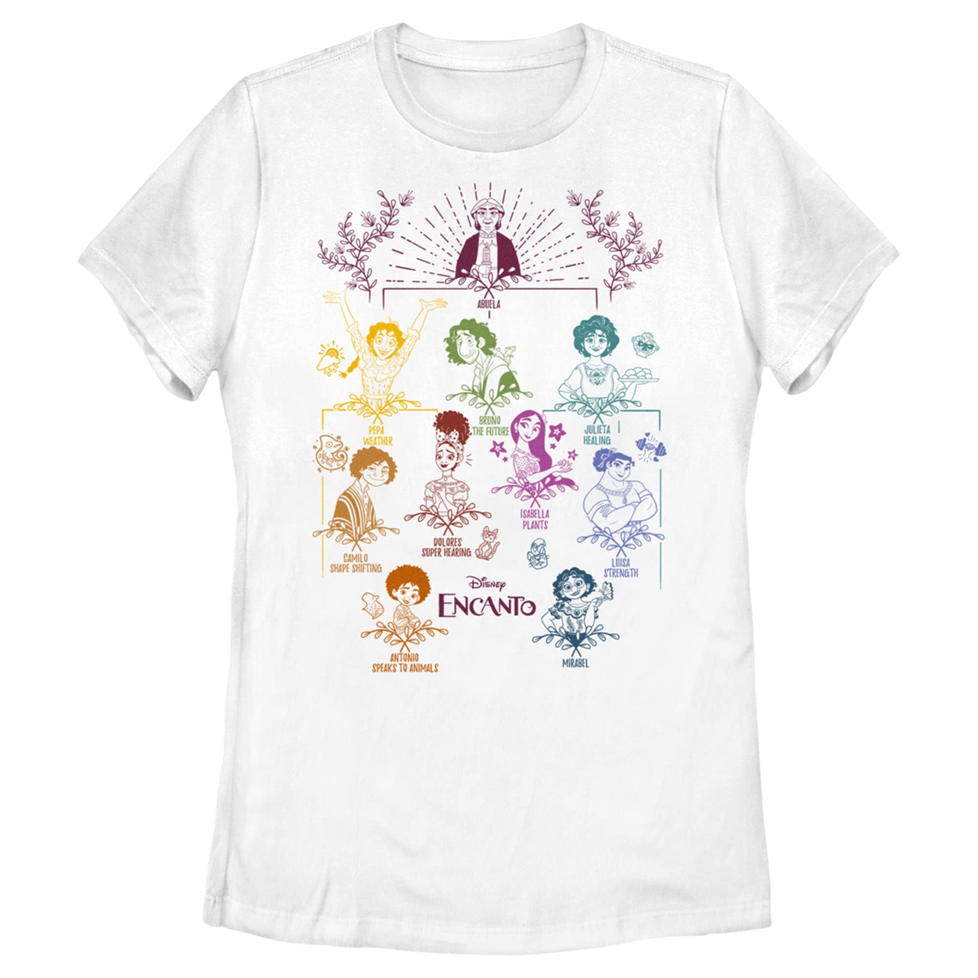 Pixar Encanto Doodle Family Tree Women's Short Sleeve Tee Shirt