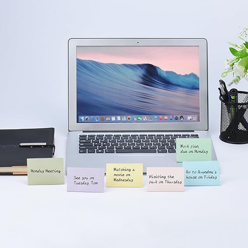 Miniatura 4 de ZCZN - 4 blocs de notas adhesivas emergentes blancas + 12 blocs de notas adhesivas de 6 colores, 1120 hojas autoadhesivas, fáciles de publicar para
