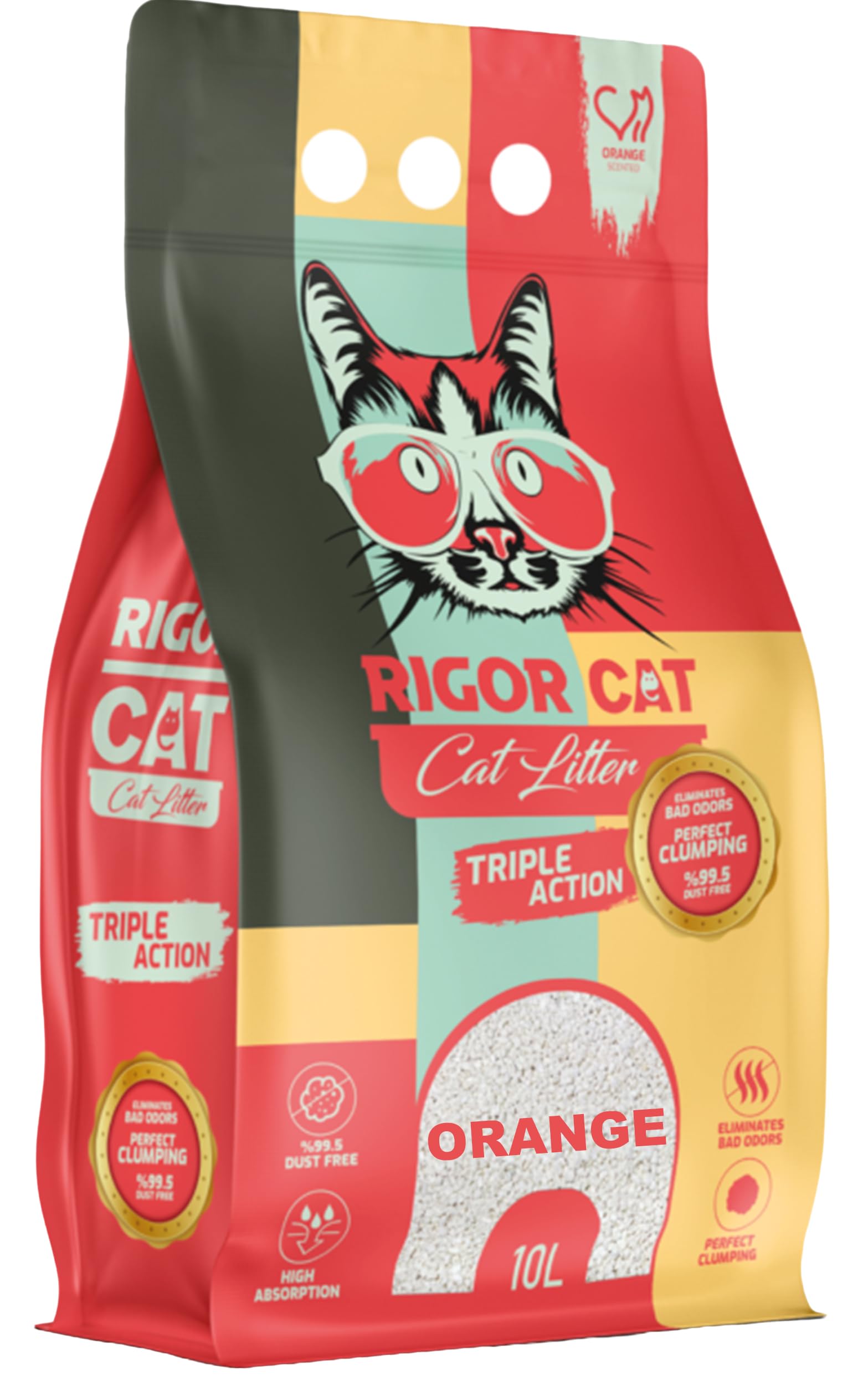 Ultra Clumping Cat Litter - Powerful Odour Control, Orange scent, 10L, Dust Free, High Absorption, Clean Paws, Perfect clumping