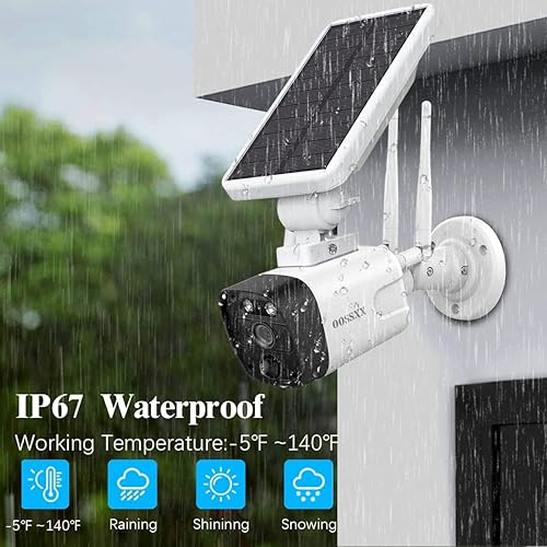 Miniatura 8 de OOSSXX (Cámaras solares inalámbricas 100% sin cables) Audio de 2 vías 2 antenas mejoran la batería Sistema de cámara de seguridad inalámbrica al