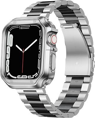 BINLUN Compatible with Apple Watch Band 49mm 46mm 45mm 44mm 42mm 41mm 40mm 38mm Stainless Steel Metal Watch Strap with TPU Watch Case Compatible with iWatch Series Ultra/11/10/9/8/7/SE2/SE/6/5/4/3/2/1