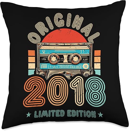 Miniatura 4 de Retro Limited Edition 2018 Cassette Tape 6th Birthday Throw Pillow