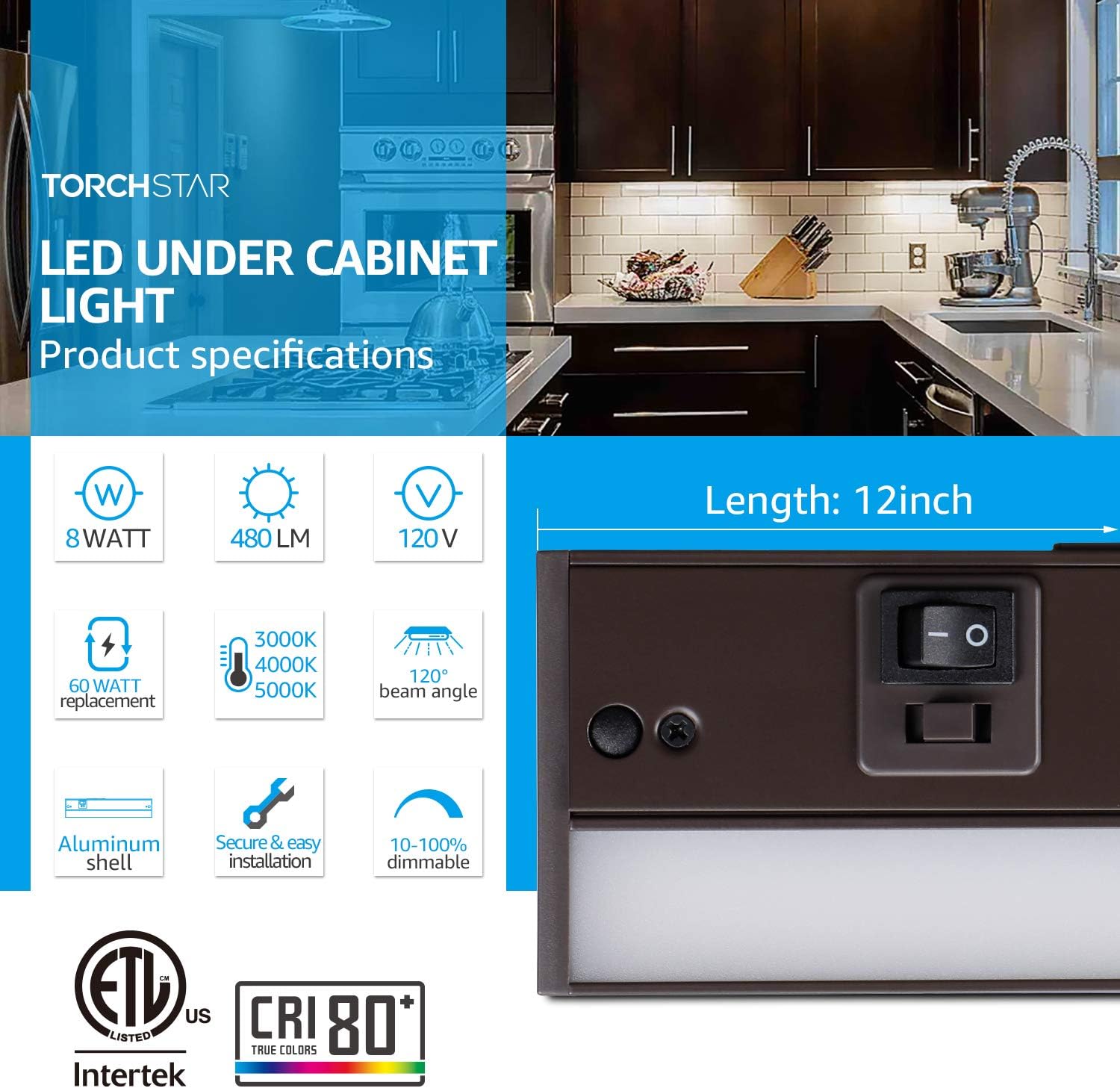Get Cheap Price TORCHSTAR LED Under Cabinet Light, Hardwired or Plug-in, 12 Inch, 8W, Dimmable, Linkable, 3 Color Selectable - 3000K/4000K/5000K, 120V, ETL & Energy Star, Bronze Finish, Pack of 2 Black Friday - 40% OFF TORCHSTAR LED Under Cabinet Light, Hardwired or Plug-in, 12 Inch, 8W, Dimmable, Linkable, 3 Color Selectable - 3000K/4000K/5000K, 120V, ETL & Energy Star, Bronze Finish, Pack of 2