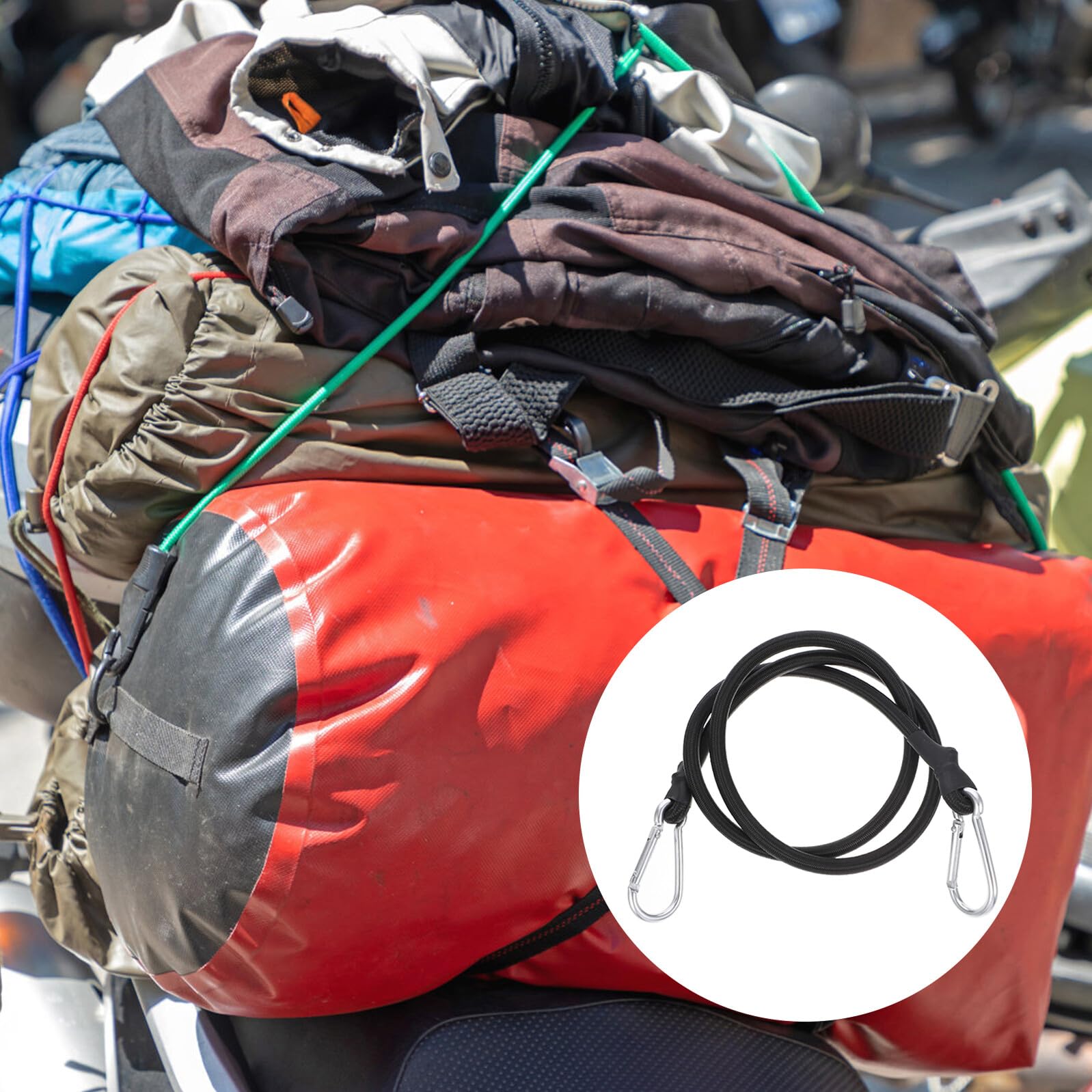 BESPORTBLE 6pezzi Cinghia Elastica con Gancio per Bagagli da Bicicletta Corda Elastica Nera Resistente Cinghie Elastiche con Gancio per Fissaggio Merci